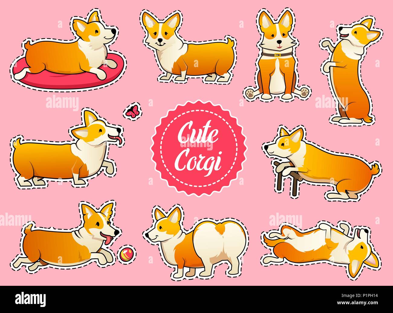 Ein Fuchs tanzende Tier Cartoon Aufkleber Illustration Stock-Vektorgrafik -  Alamy