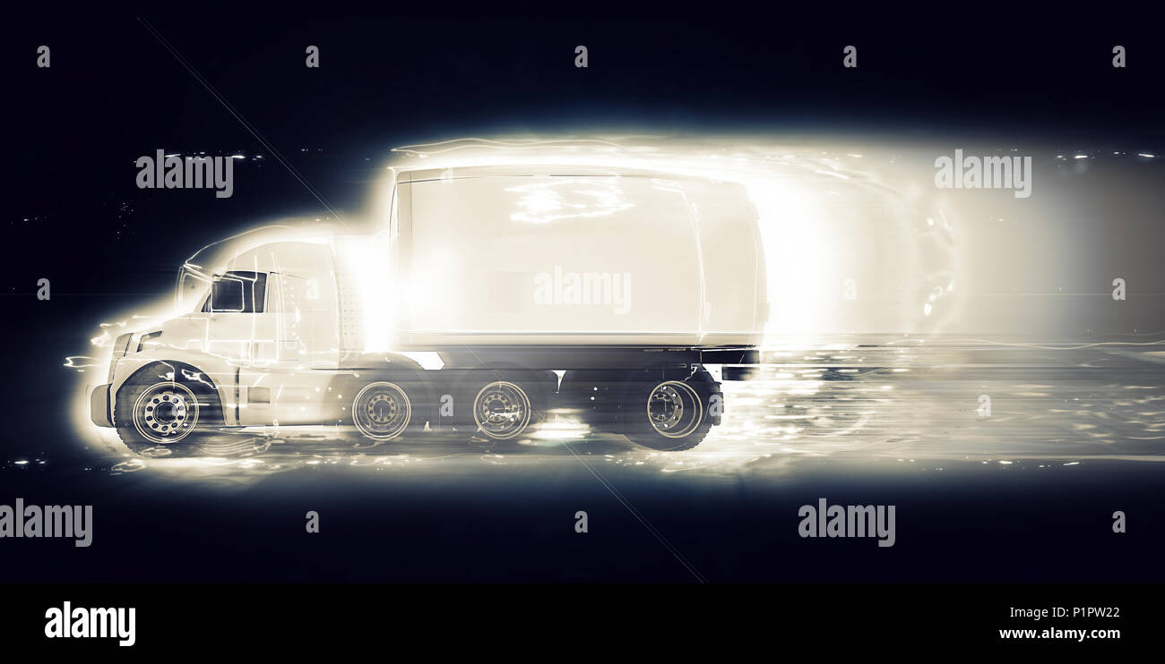 3D-Render eines generischen Lkw mit Geschwindigkeit Wirkung Stockfoto