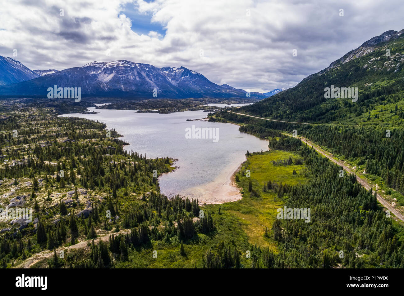 Malerische Ausblicke entlang der Klondike Highway; Carcross, Yukon Territory, Kanada Stockfoto