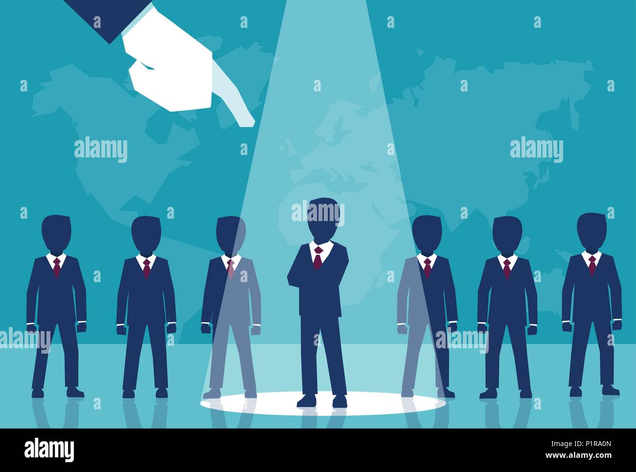 Vektor Stil des Ernteguts corporate boss Auswahl einer qualifizierten Mann aus der Reihe der Kandidaten Stock Vektor