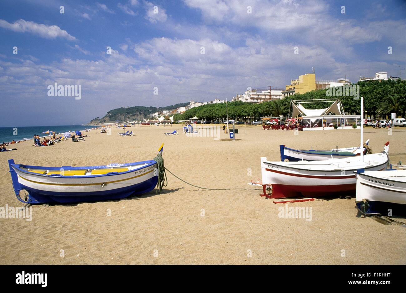 Spanien - Katalonien - Costa del Maresme (Kreis) - Barcelona. Calella, Playa / Platja de Pals. Stockfoto