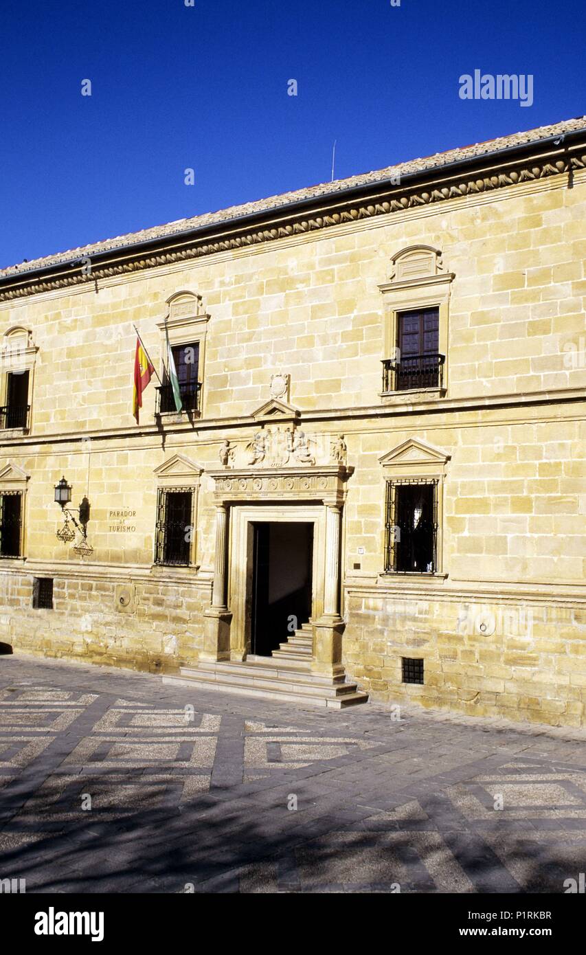 Úbeda Parador Nacional de Turismo Hotel; Fassade; Palacio del/Deán Ortega Palace (Renaissance). Stockfoto