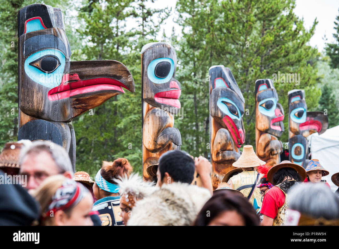 Die Leute an der Tlingit Feier; Teslin, Yukon, Kanada Stockfoto