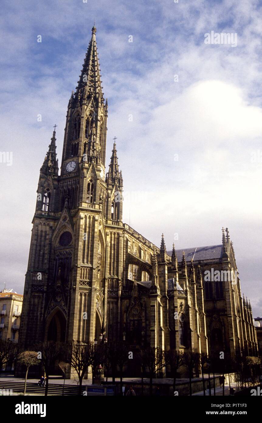 San Sebastián, "Buen Pastor" Kathedrale; neugotischen Fassade. Stockfoto