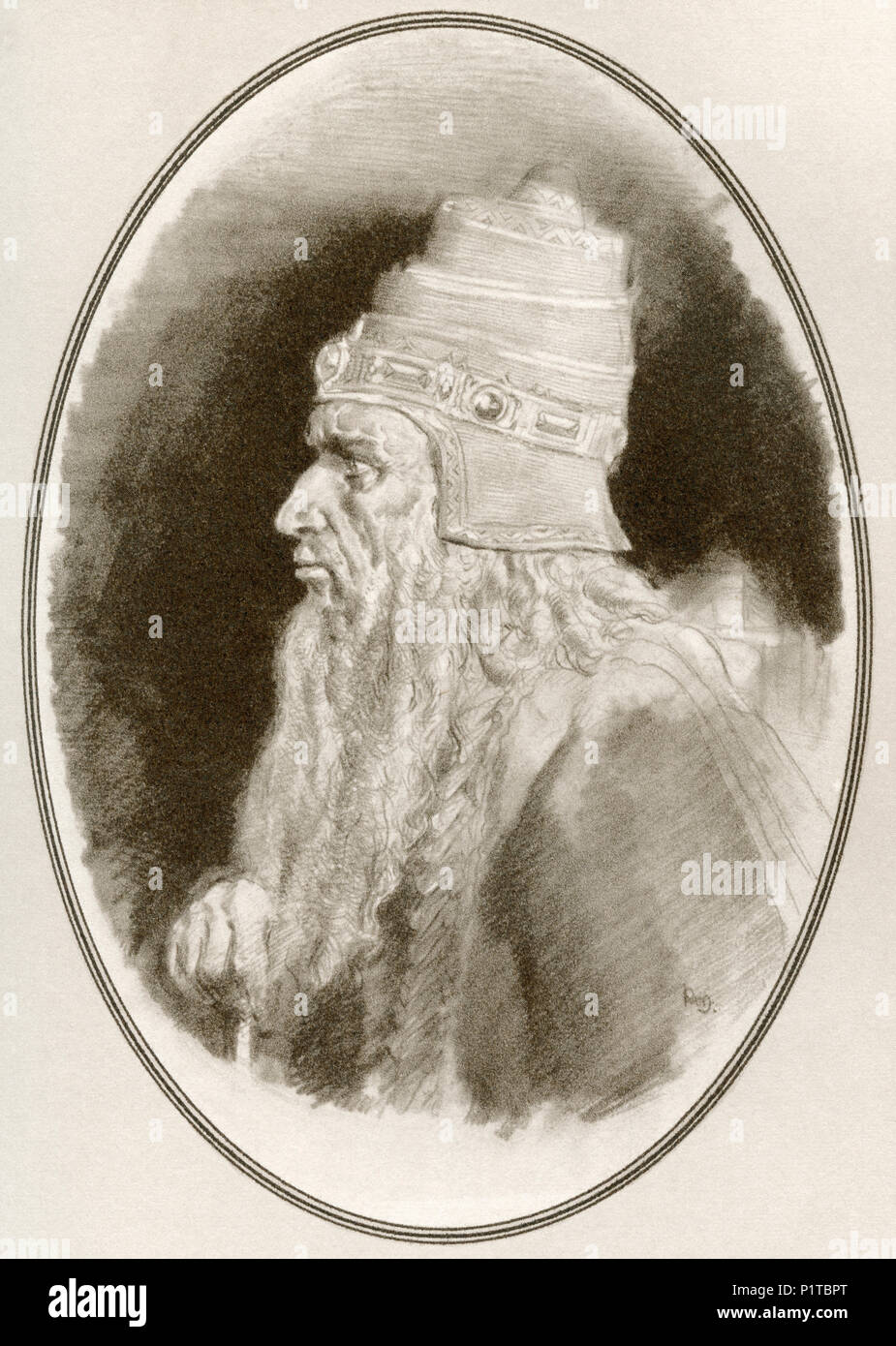 Salomo, auch Jedidiah genannt, regierte C. 970 - 931 v. Chr.. Der König von Israel. Abbildung von Gordon Ross, US-amerikanischer Künstler und Illustrator (1873-1946), von lebenden Biographien von berühmten Herrscher. Stockfoto