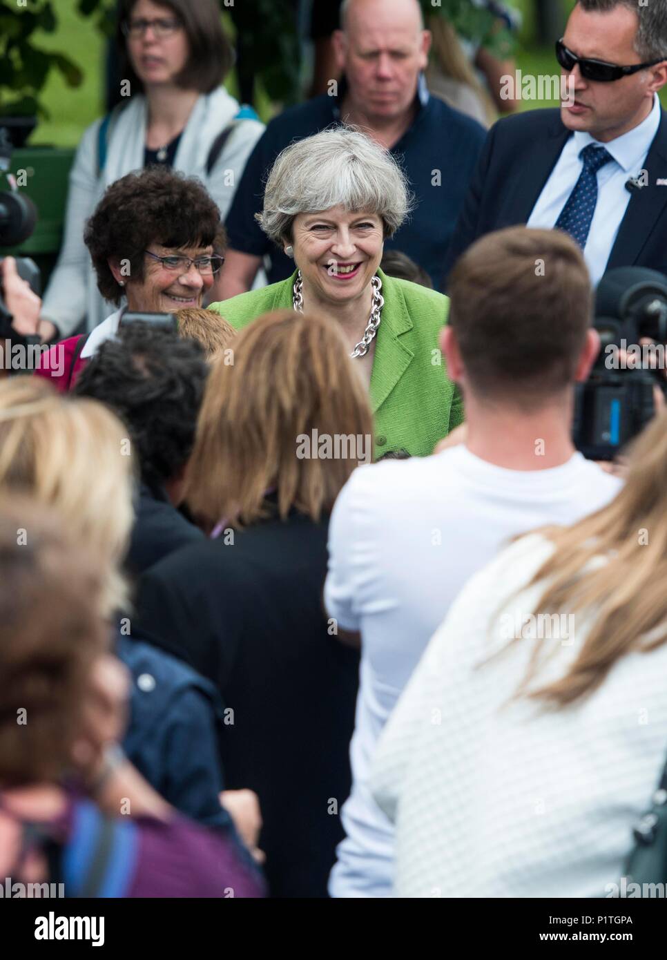 PM Theresa May besucht die Badewanne und West am Tag der Eröffnung 31/05/17. Stockfoto