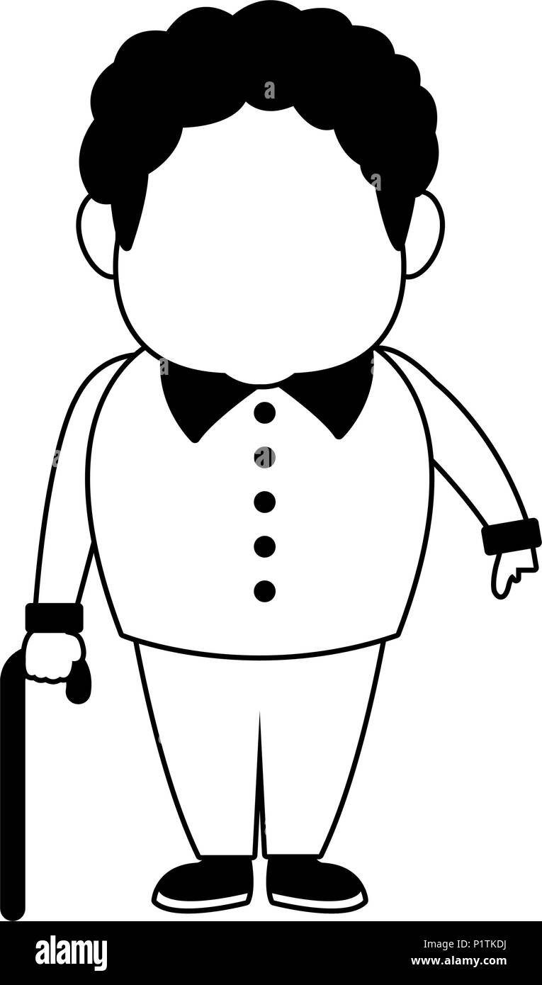 Cute Grossvater Karikatur In Schwarz Und Weiss Stock Vektorgrafik Alamy