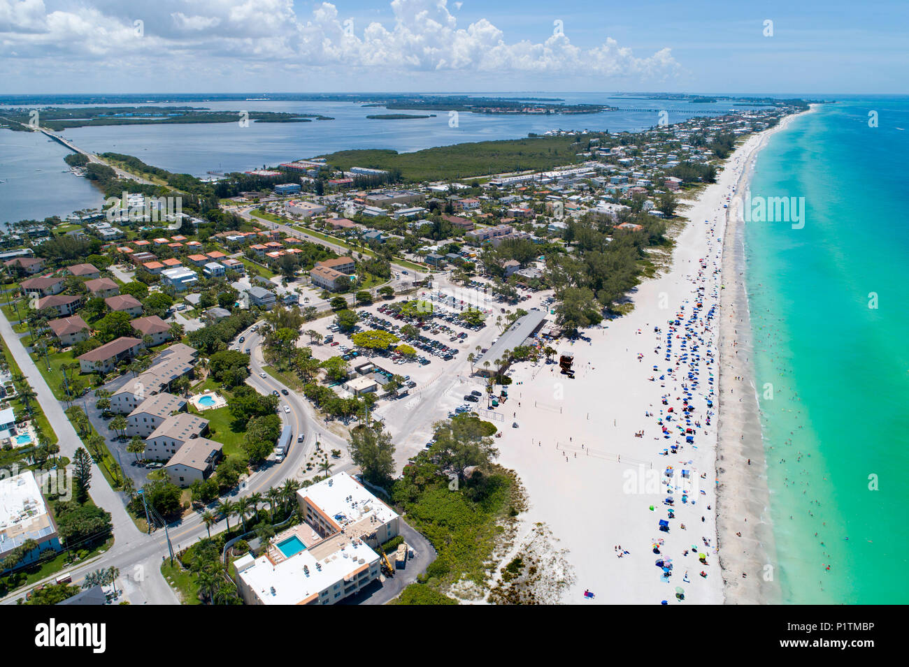 Holmes Beach auf Anna Maria Island Florida ist ein beliebtes Reiseziel mit Strände am Golf von Mexiko Stockfoto