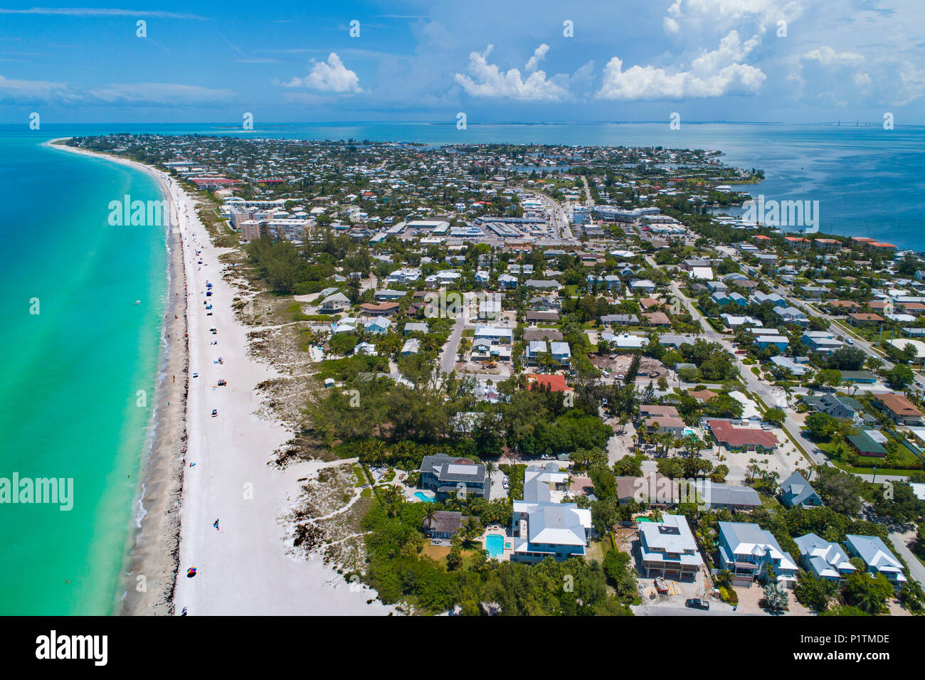 Holmes Beach auf Anna Maria Island Florida ist ein beliebtes Reiseziel mit Strände am Golf von Mexiko Stockfoto
