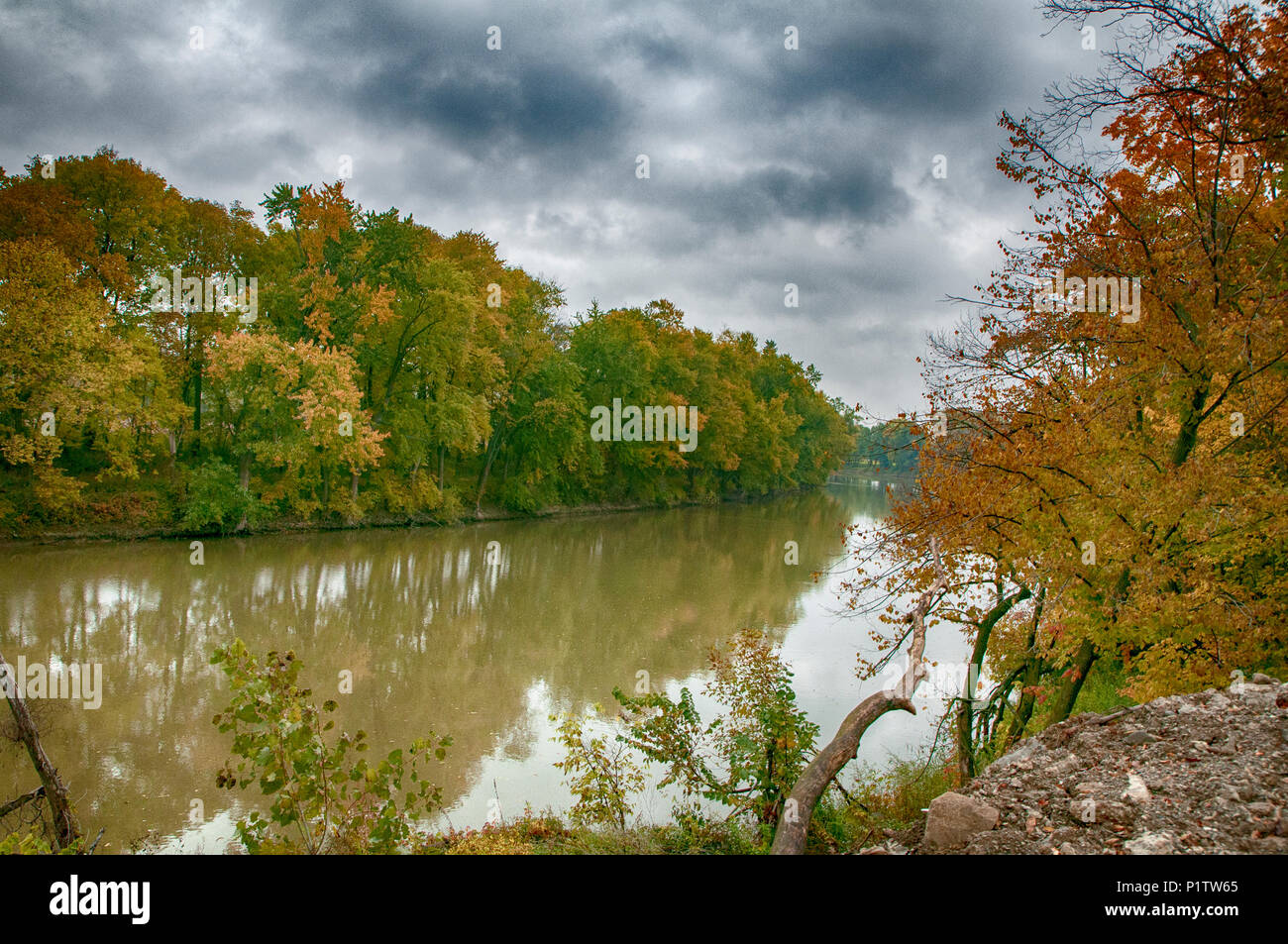 Auglaize Fluss am Oakwood, Ohio. Paulding County Stockfoto