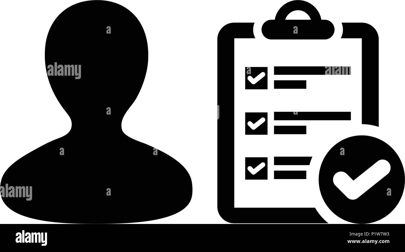 Zwischenablage Symbol Vektor Mannliche Person Profil Avatar Mit Umfrage Checkliste Bericht Dokument Und Aktivieren Sie Die Option Symbol In Flachen Farbe Glyphe Piktogramm Abbildung Stock Vektorgrafik Alamy