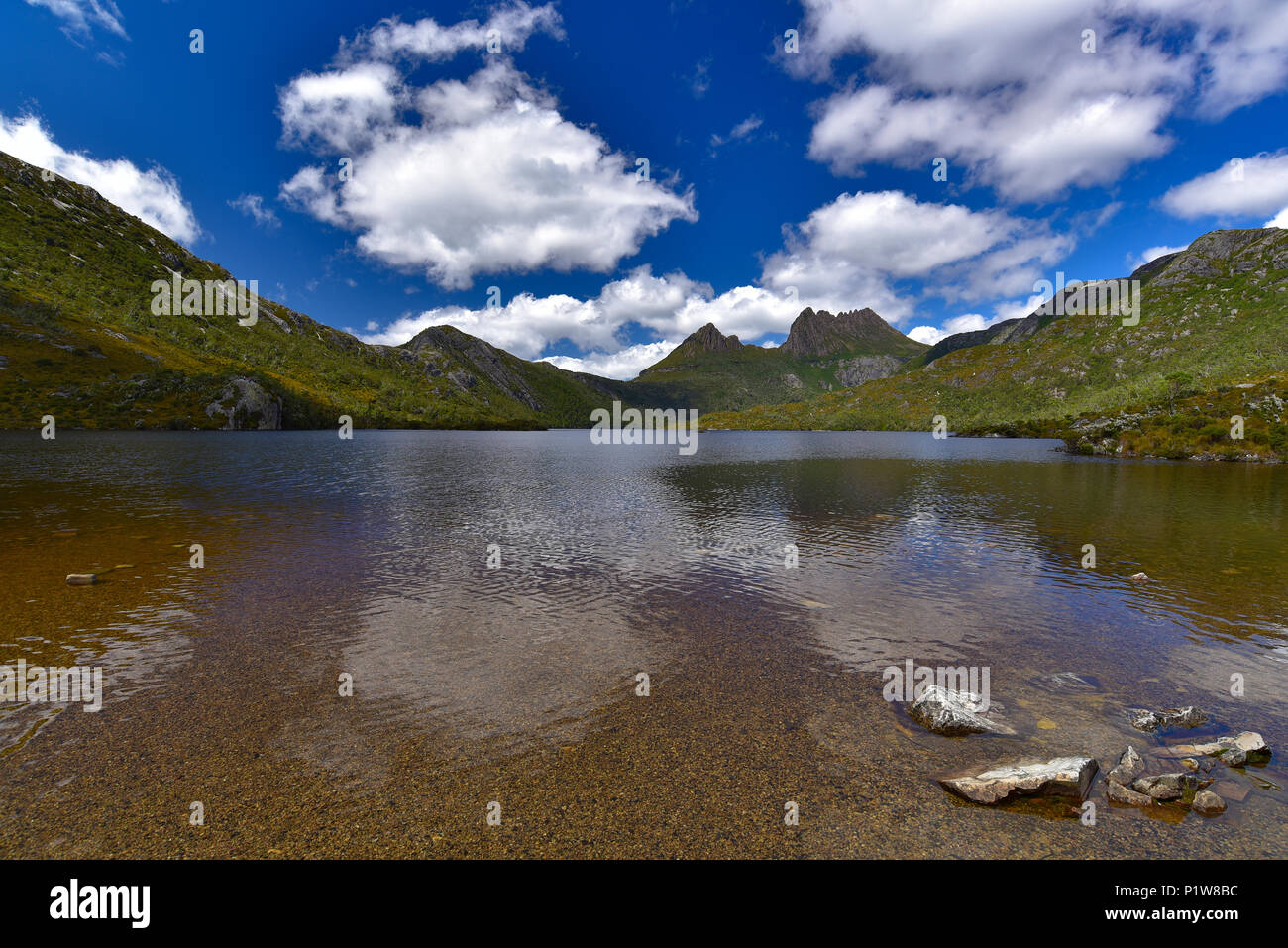 Dove Lake und Cradle Mountain, Tasmanien Stockfoto