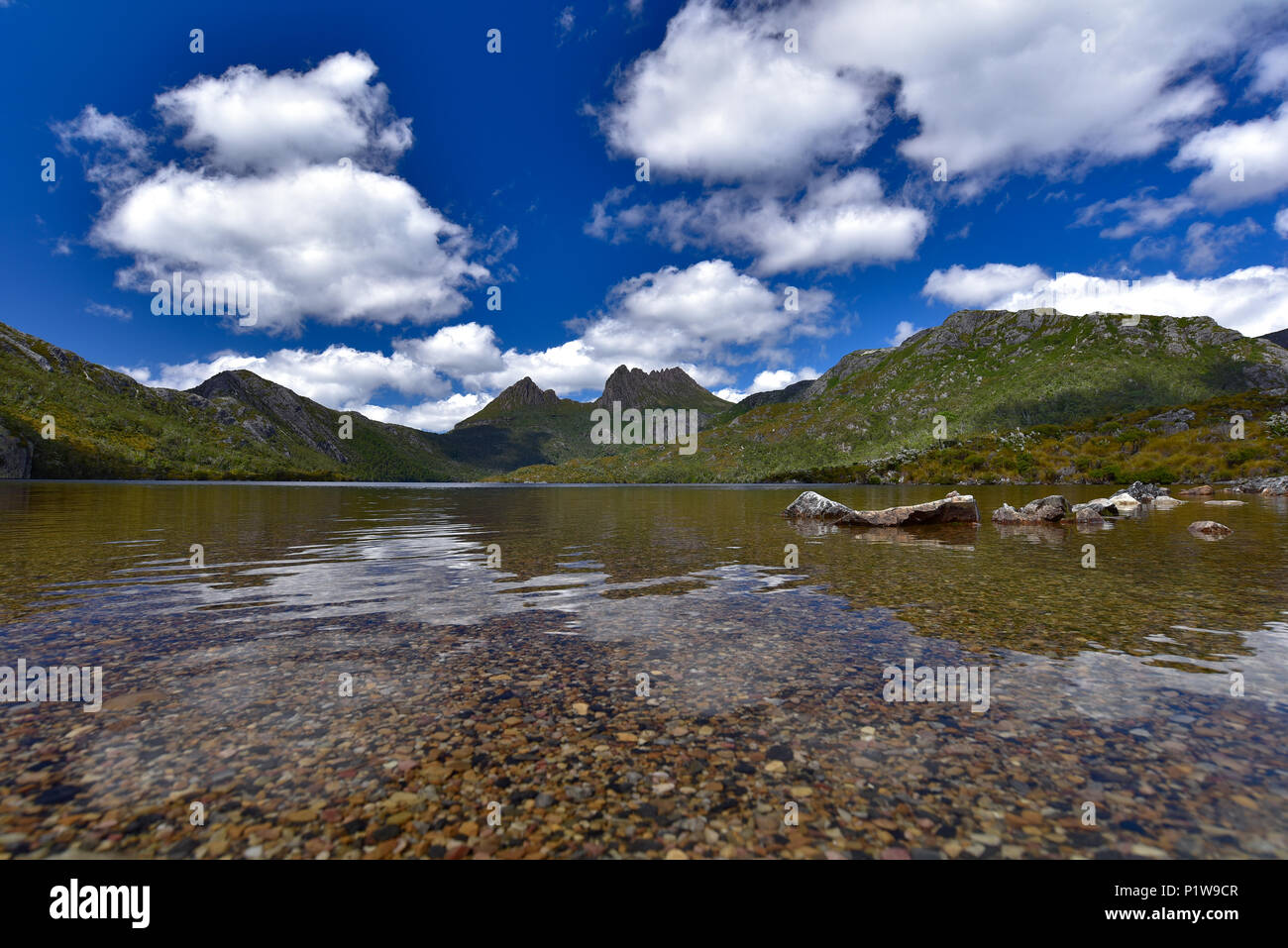 Dove Lake und Cradle Mountain, Tasmanien Stockfoto