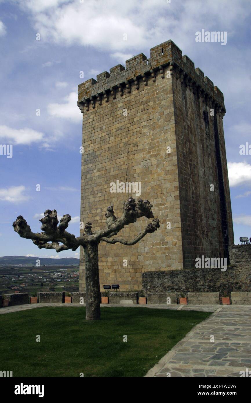 Monforte de Lemos; Torre del Homenaje en lo Alto del Monte San Vicente. Stockfoto
