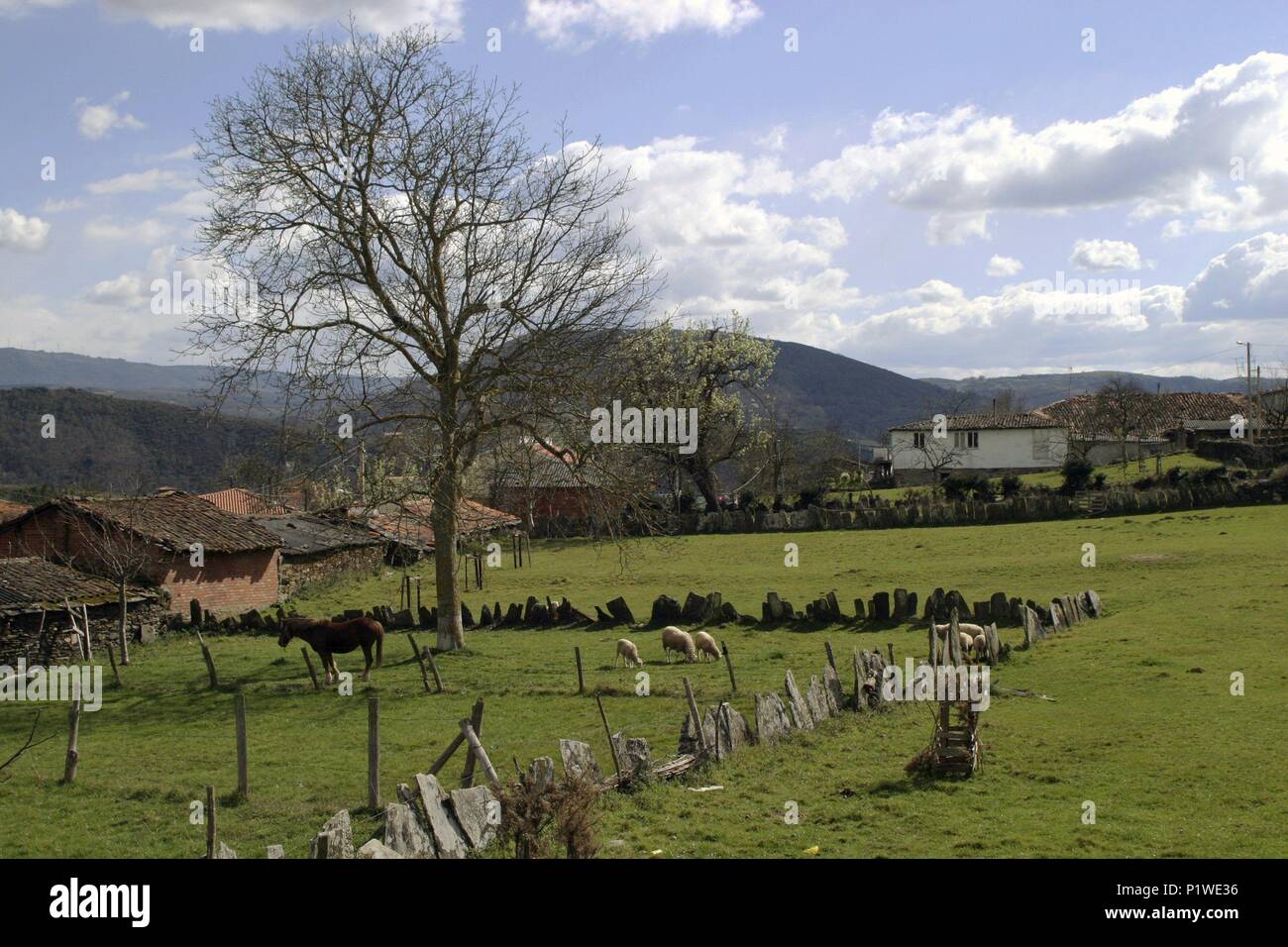 Valle de Lemos; paisaje ländlichen cerca de Doade. Stockfoto
