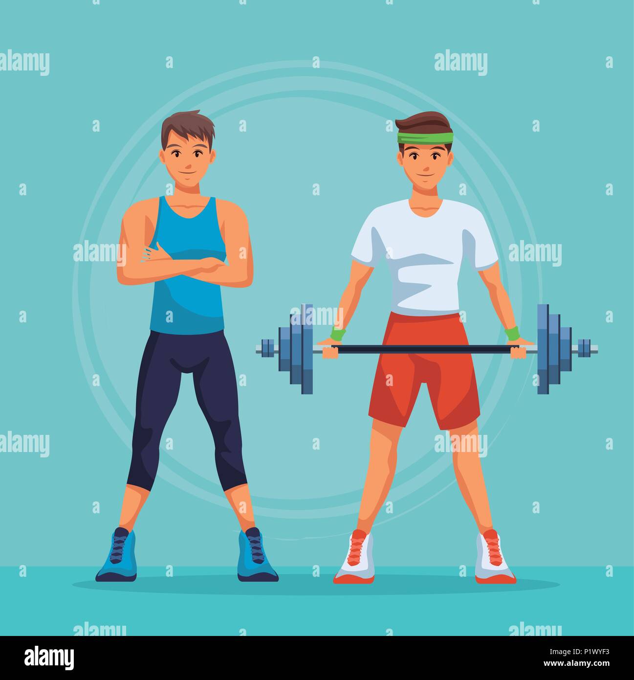 Fitness mens Cartoons Stock Vektor