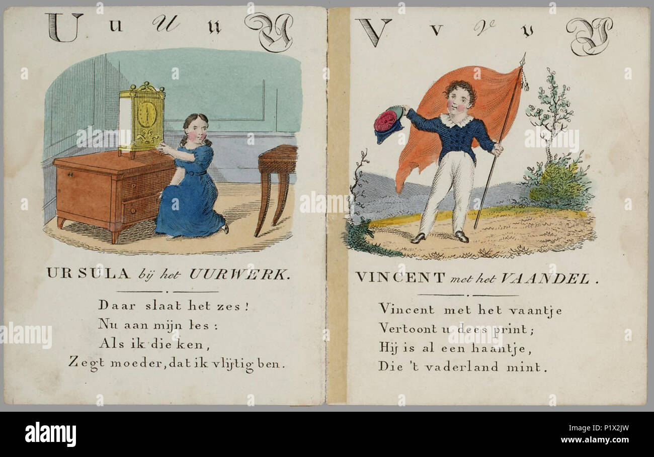 PRB 01-1088-G-93 011, 01-08-2005, 10:39, 8 C, 2476 x 1714 (1512 +3393), 100 % % % %, MUSEONbasis, 1/80 s, R 71.7, G 31.4, B 30.1 4 Abé - lieve boekje voor Kinderen - met eene menigte prentjes en rijmpjes-PPN 852291590 - Bild 11 Stockfoto