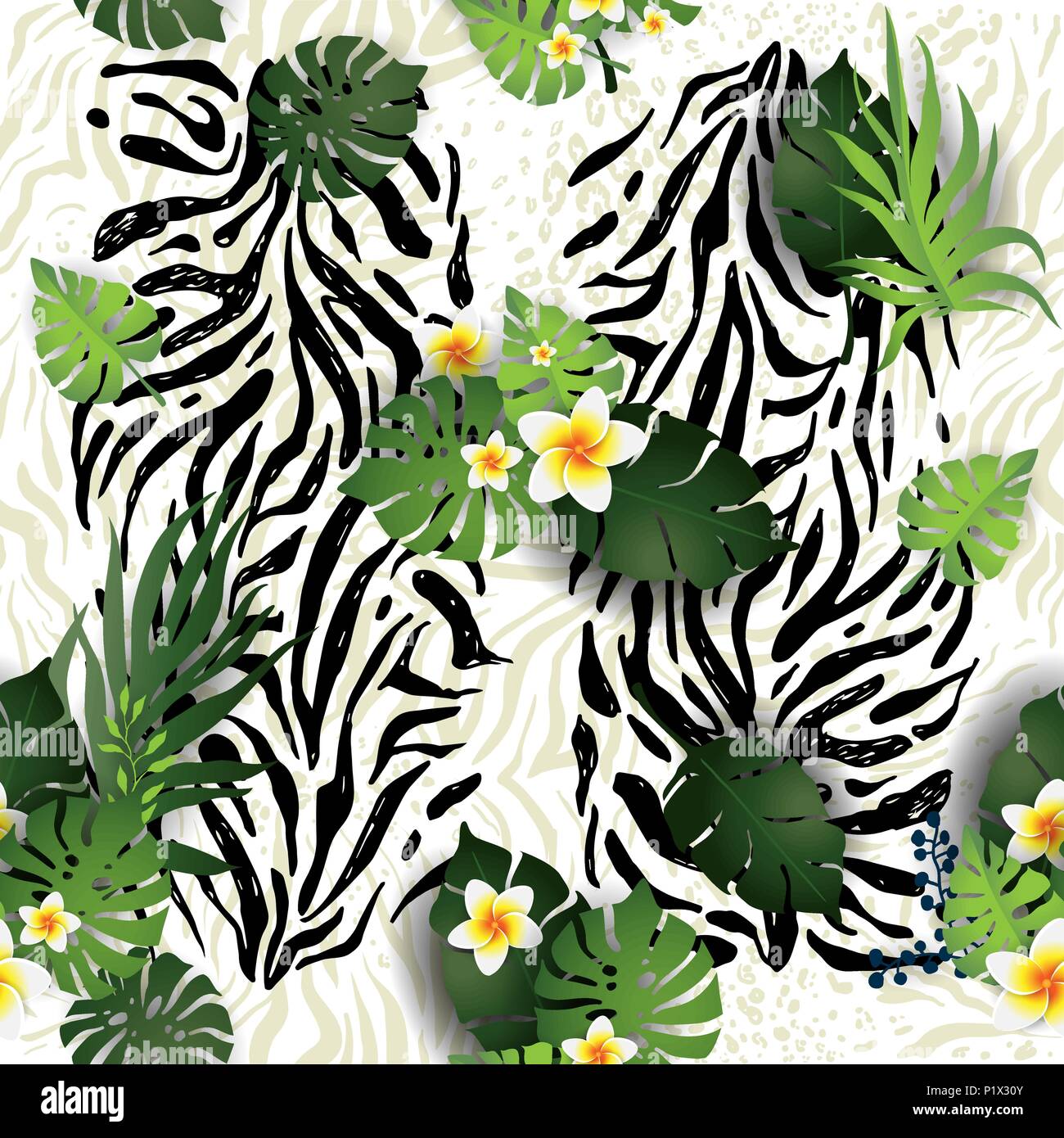 Zebra und Blätter Stock Vektor