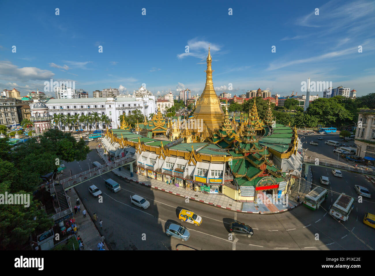 Yangon, Myanmar - September 29, 2016: Sule Pagode buddhistischen Tempel in Yangon, Myanmar Stockfoto