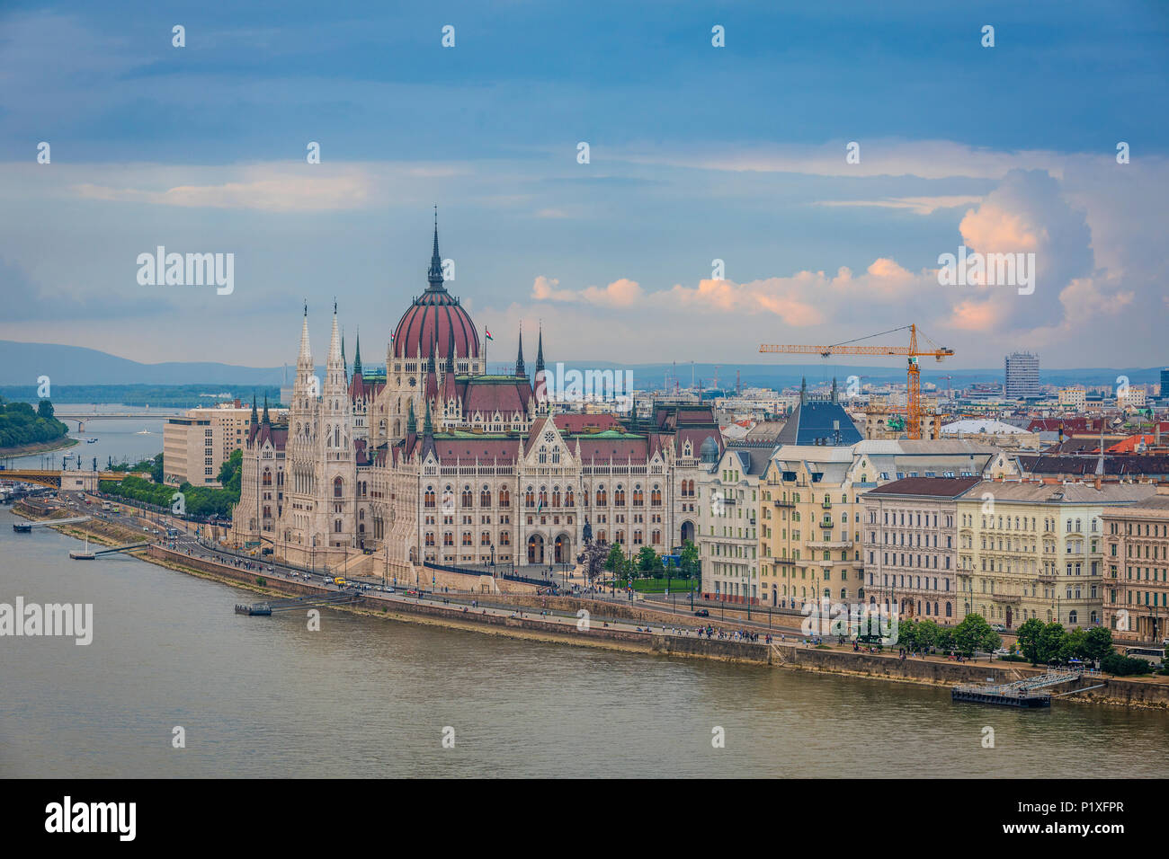 Die Budapester Parlament Gebäude ist der drittgrößte Parlamentsgebäude der Welt. Stockfoto