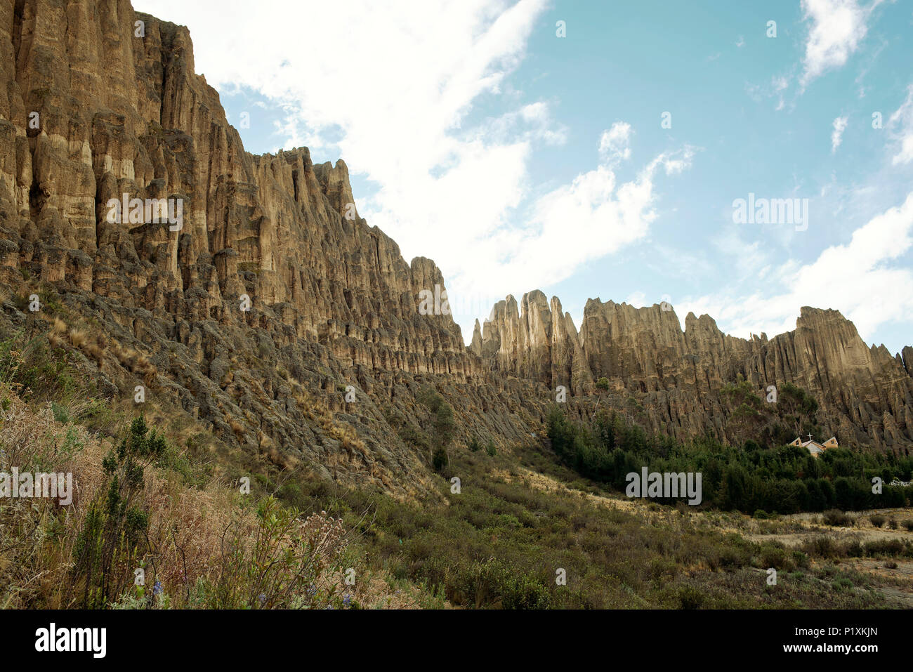 Natur wunderbare Lehm Kunstwerke durch Winderosion, Regen, Sonne geschnitzt, etc. Valle de las Animas (La Paz); Bolivien. Stockfoto