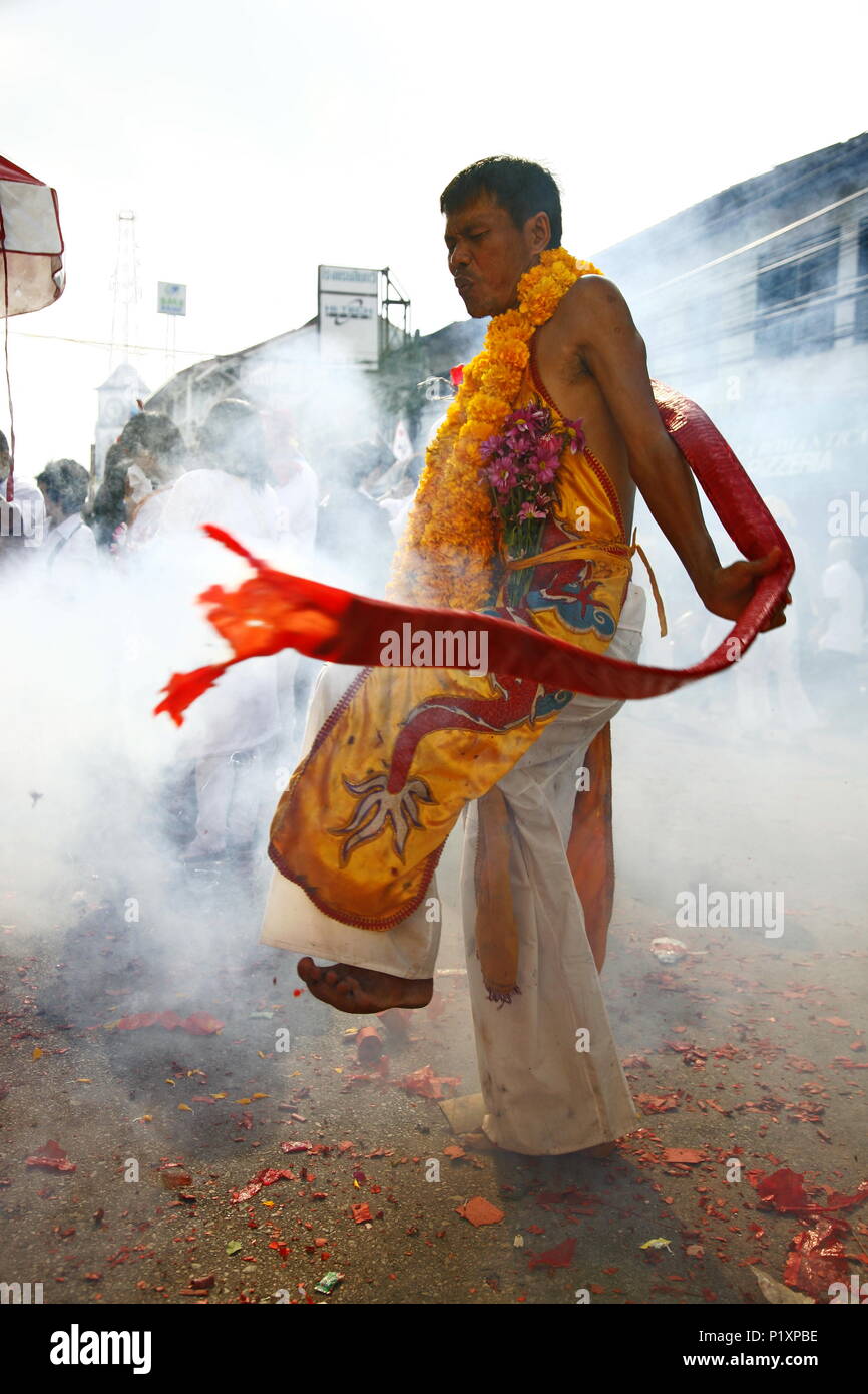 Vegetarisches Festival (Chinesische neun Götter Festival) in Phuket, Thailand. Stockfoto