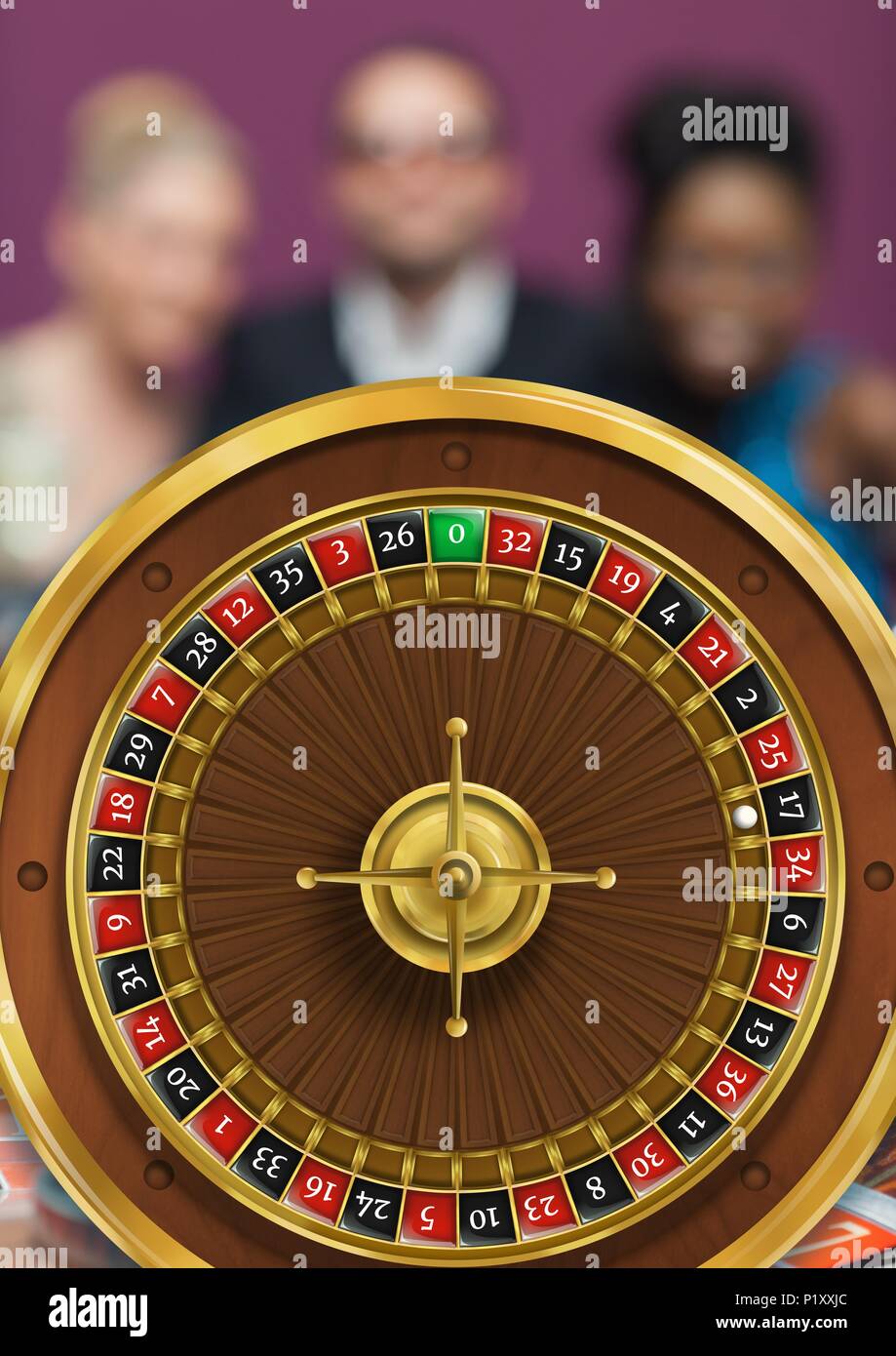 ROulette Rad und die Menschen im Hintergrund Stockfoto