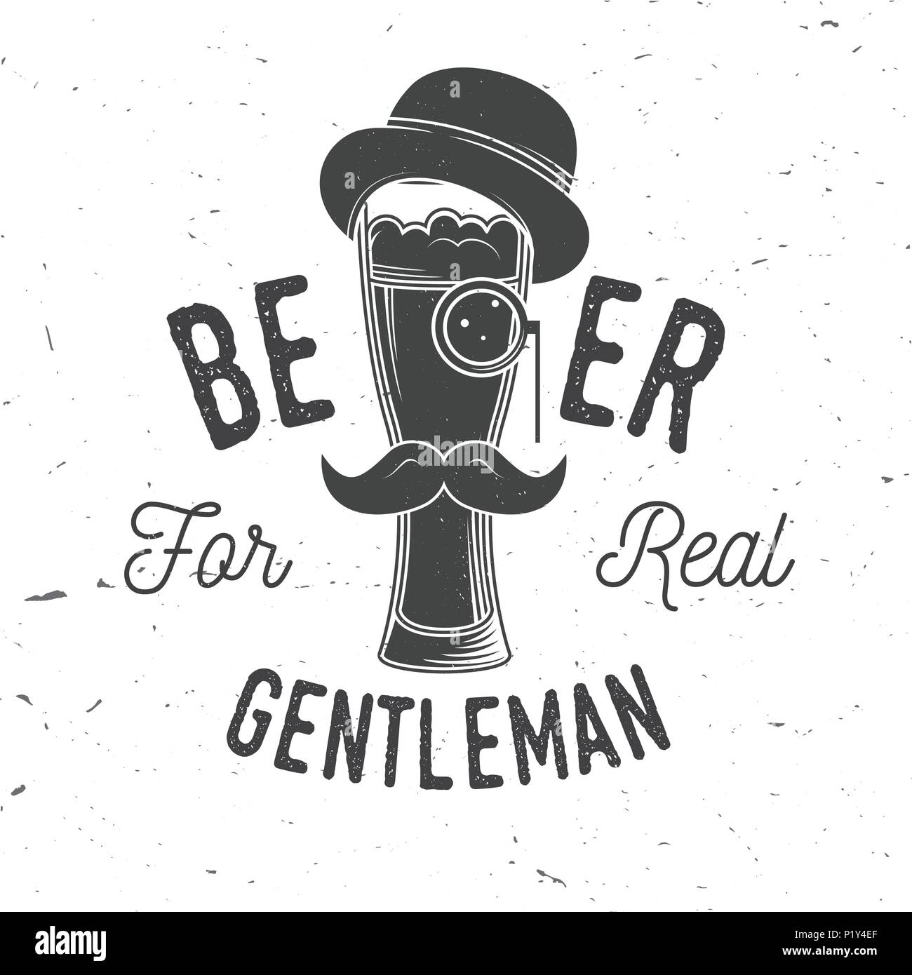 Bier für echte Gentleman. Handwerk Bier Abzeichen. Vector Illustration. Vintage Design für eine Bar, ein Pub und ein Restaurant. Untersetzer für Bier. Stock Vektor
