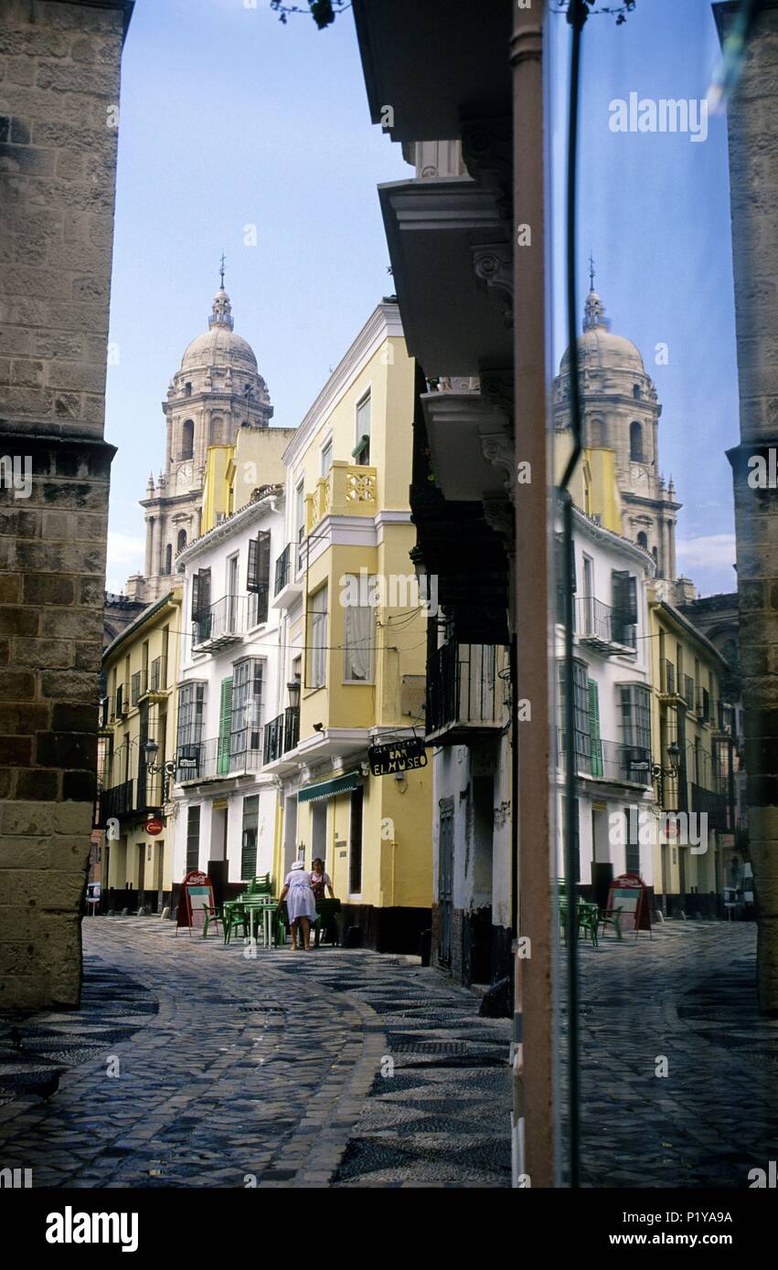 Dom und San Agustín Straße. Costa del Sol. Stockfoto