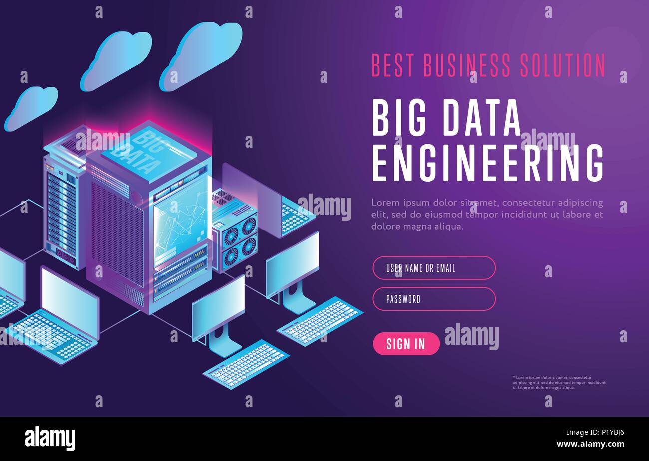 Helles Design von Big Data Webseite Stock Vektor