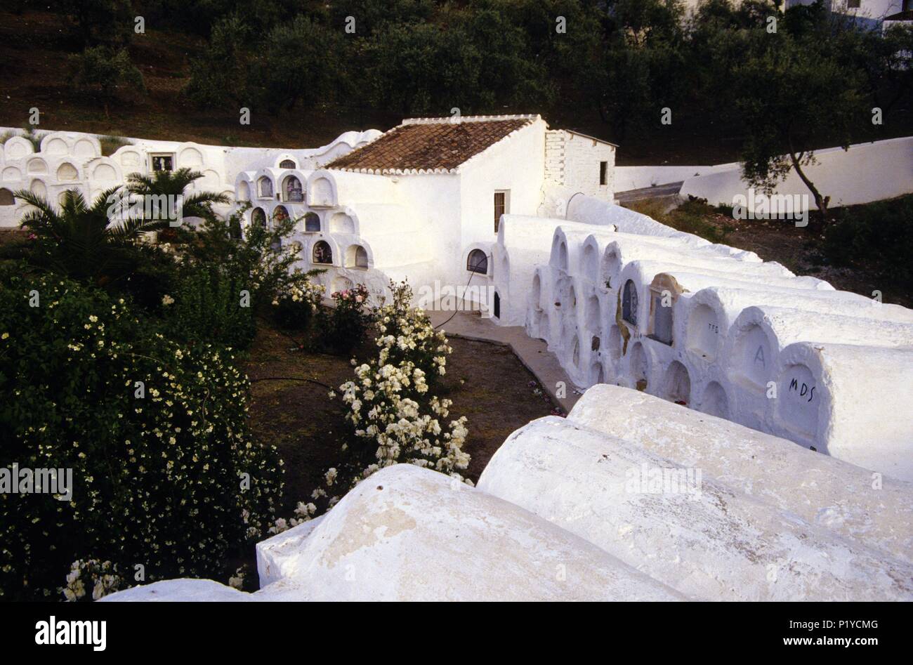 Sayalonga, Friedhof (Gebirgsland von Ronda). Stockfoto