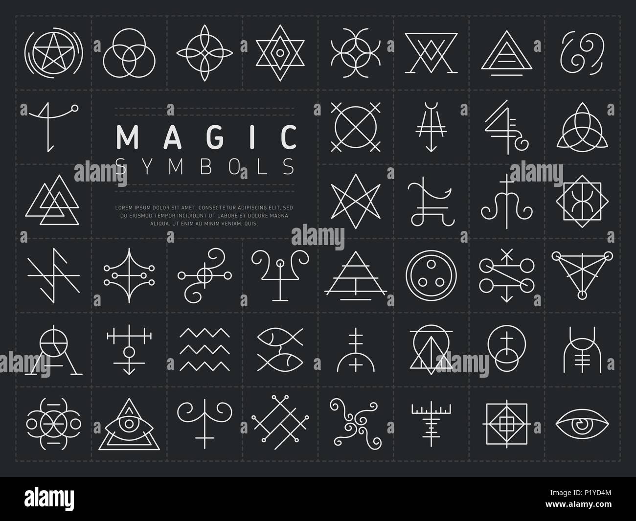 Satz von Symbolen für magische Symbole Stock Vektor