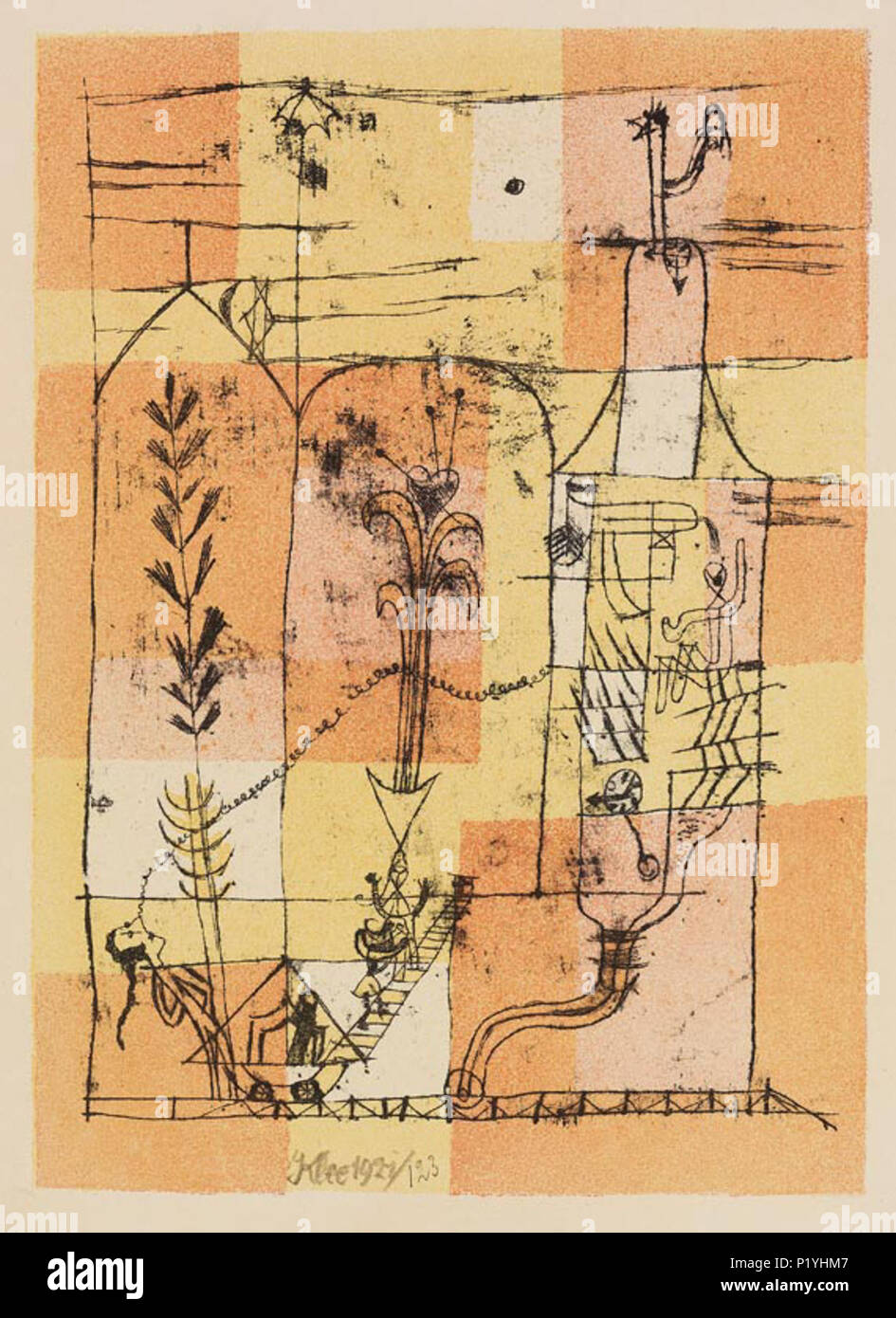 . Hoffmanneske Szene. 1921. Farblithografie, Signiert, datiert und mit der Werknummer '123'. 31,8 x 22,7 cm (Platte). 1921. Paul Klee (1879-1940) Alternative Namen s. Klee; Klee Beschreibung Deutsche Maler, Hochschullehrer, bildender Künstler und Grafiker Geburtsdatum / Tod 18. Dezember 1879 vom 29. Juni 1940 Ort der Geburt / Todes Münchenbuchsee Muralto Arbeitsort München; Bern; Weimar; Düsseldorf Authority control: Q 44007 VIAF: 68931085 ISNI: 0000 0001 2137 9687 ULAN: 500010493 79093306 LCCN: n NLA: 35274738 WorldCat Bild 041 218 Paul Klee Hoffmanneske Szene 1921 Stockfoto