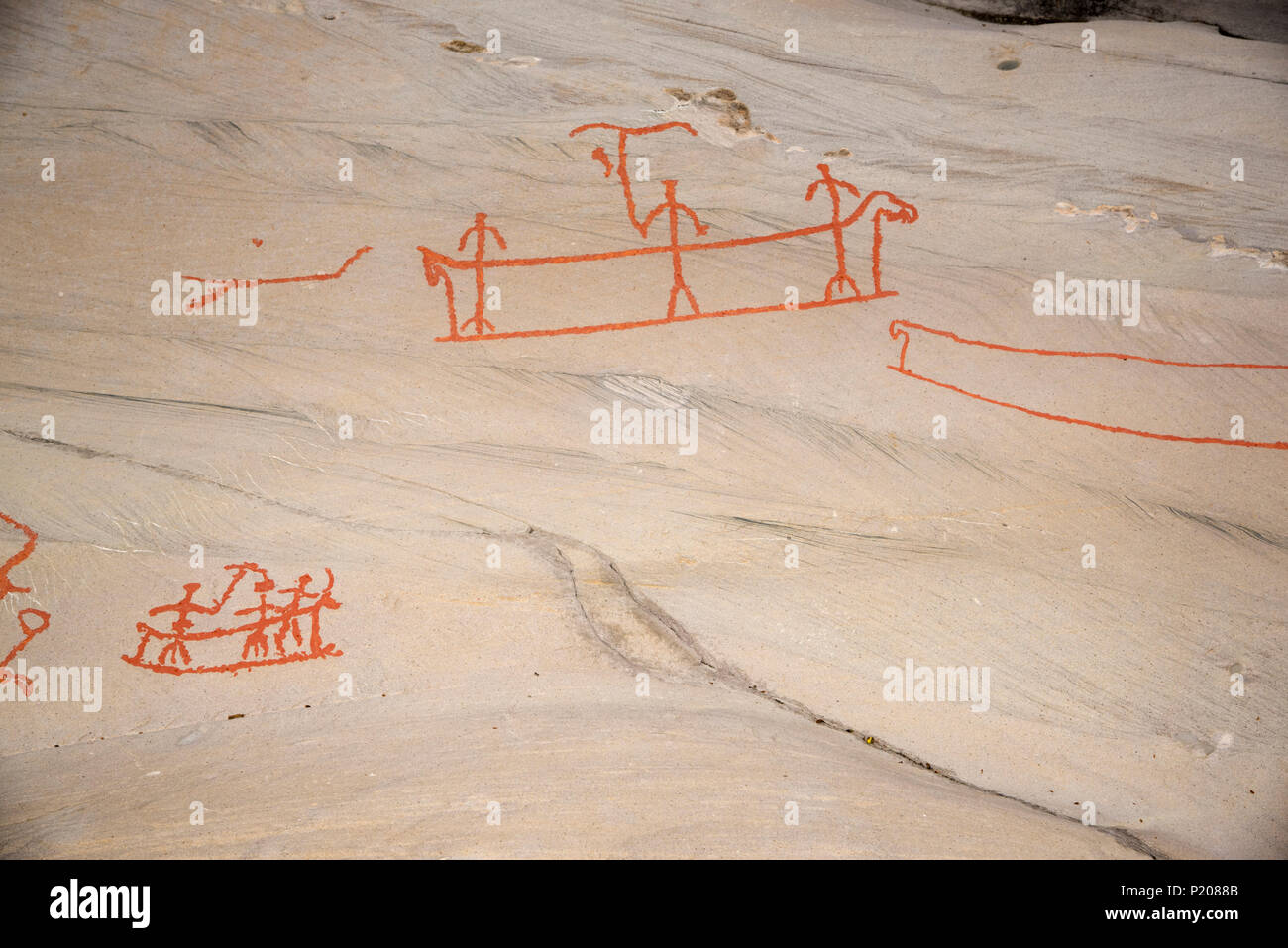 Vor mehr als 7000 Jahren stoneage Fischer und Rentier Hirten gemacht Felszeichnungen um Weltkulturerbe Alta in Fimnmark Provinz in Norwegen. Stockfoto