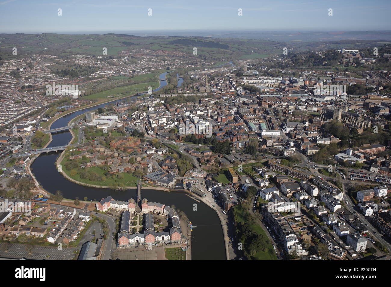 Ein Luftbild der Devon Exeter Stockfoto
