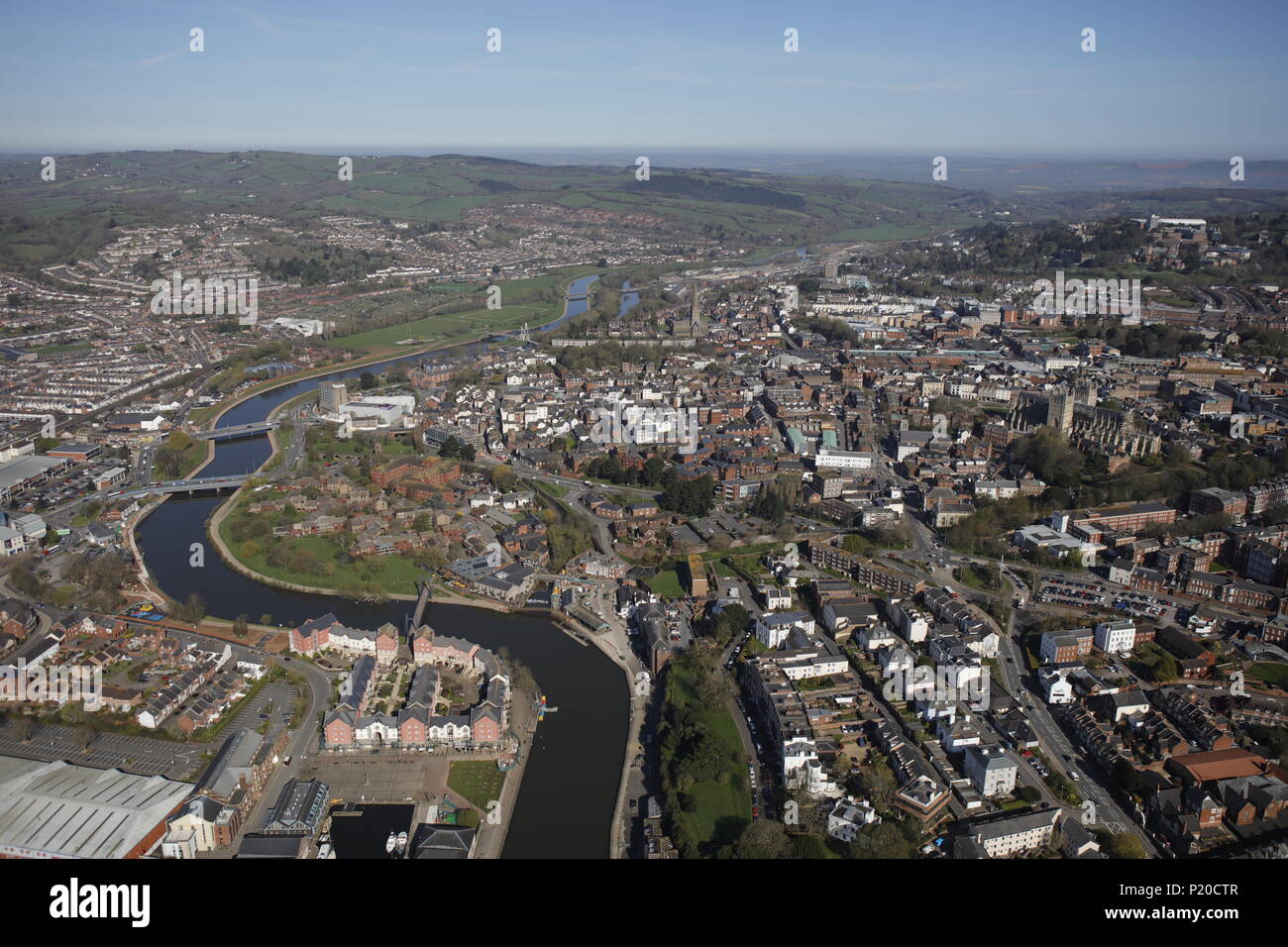 Ein Luftbild der Devon Exeter Stockfoto