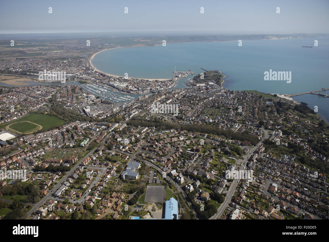 Eine Luftaufnahme der Dorset Küstenort Weymouth Stockfoto