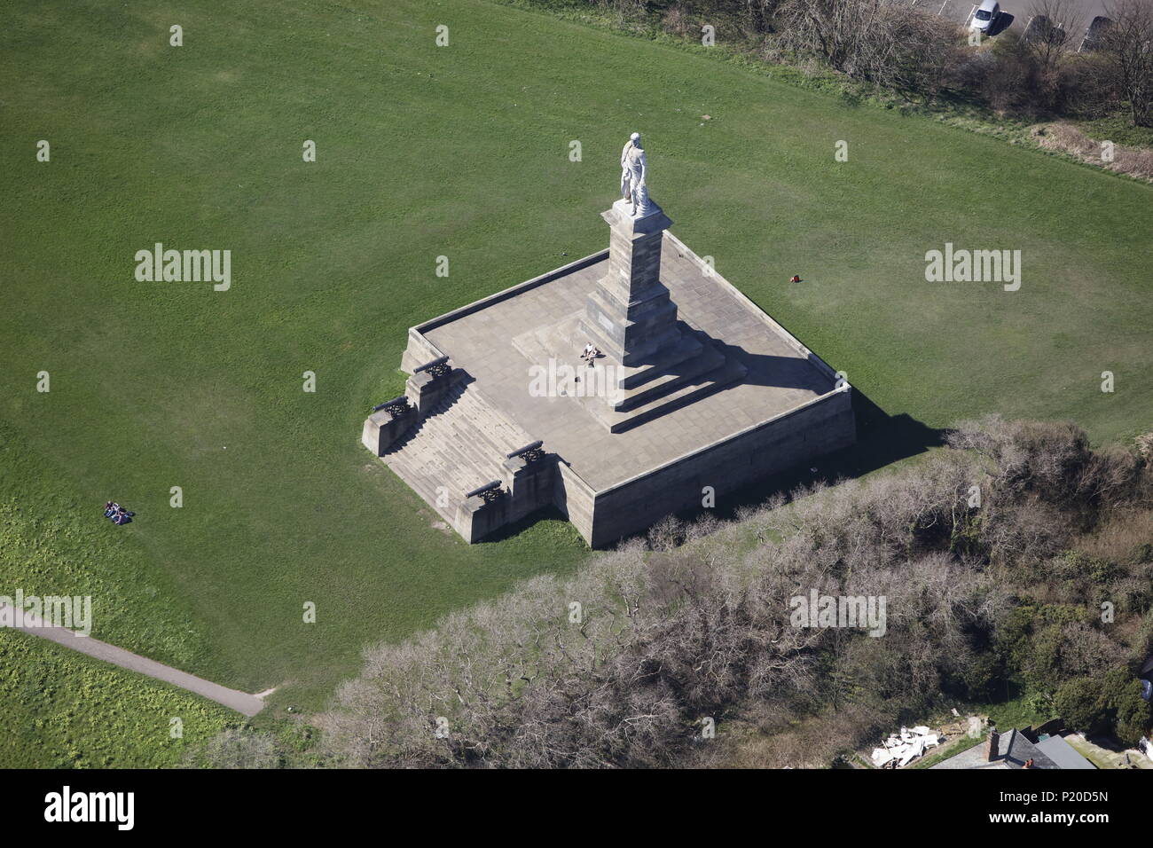 Eine Luftaufnahme des Collingwood Denkmal, Tynemouth Stockfoto