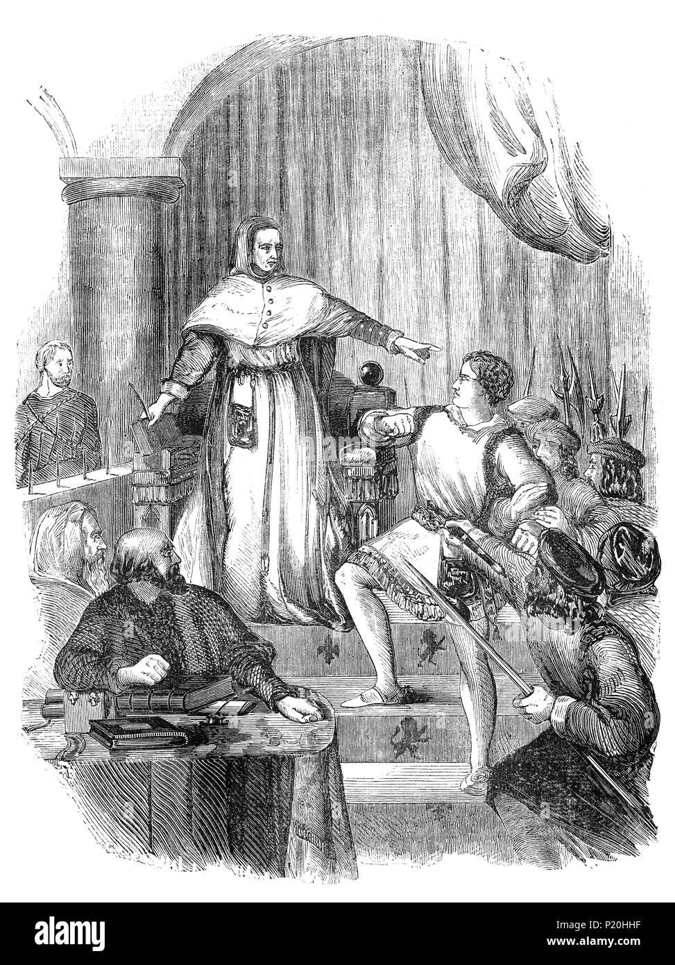 Sir William Gascoigne (1350-1419) war Chief Justice von England während der Regierungszeit von König Heinrich IV., wenn er glaubte, dass er sich verpflichtet, den Prinzen von Wales (zukünftige Henry V) ins Gefängnis. Wenn der Richter die Strafe eines riotous Begleiter des Prinzen, der Prinz auf der Satz wütend wurde und grob beleidigt der Richter. Gascoigne sofort gab der Fürst ein dressing-down und engagierte ihn ins Gefängnis, und das veranlasste ihn, die Gerechtigkeit der Satz zu bestätigen. Stockfoto