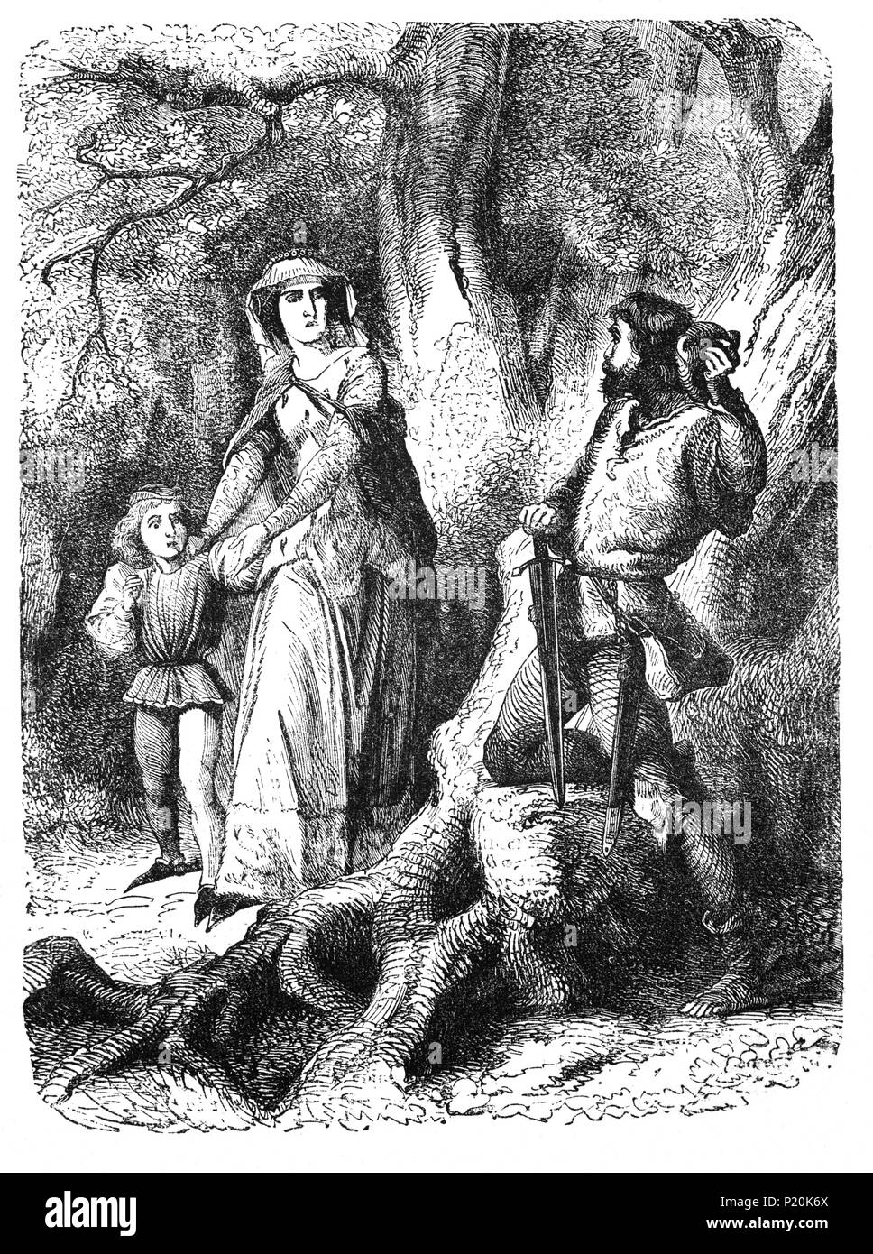 Die Schlacht von Hexham (15. Mai 1464) in der Nähe von Hexham in Northumberland gekämpft markierte das Ende der erheblichen Lancastrian Widerstand im Norden von England Anfang der Regierungszeit von Edward IV. Es ist eine Legende, dass die Königin Margaret von Anjou nahm Zuflucht nach der Schlacht in der Queen's Cave, wo Sie von einem Räuber angebettelt wurde bekannt ist, die aber in Wirklichkeit Königin Margaret war in Frankreich durch die Zeit die Schlacht stattfand, floh. Stockfoto