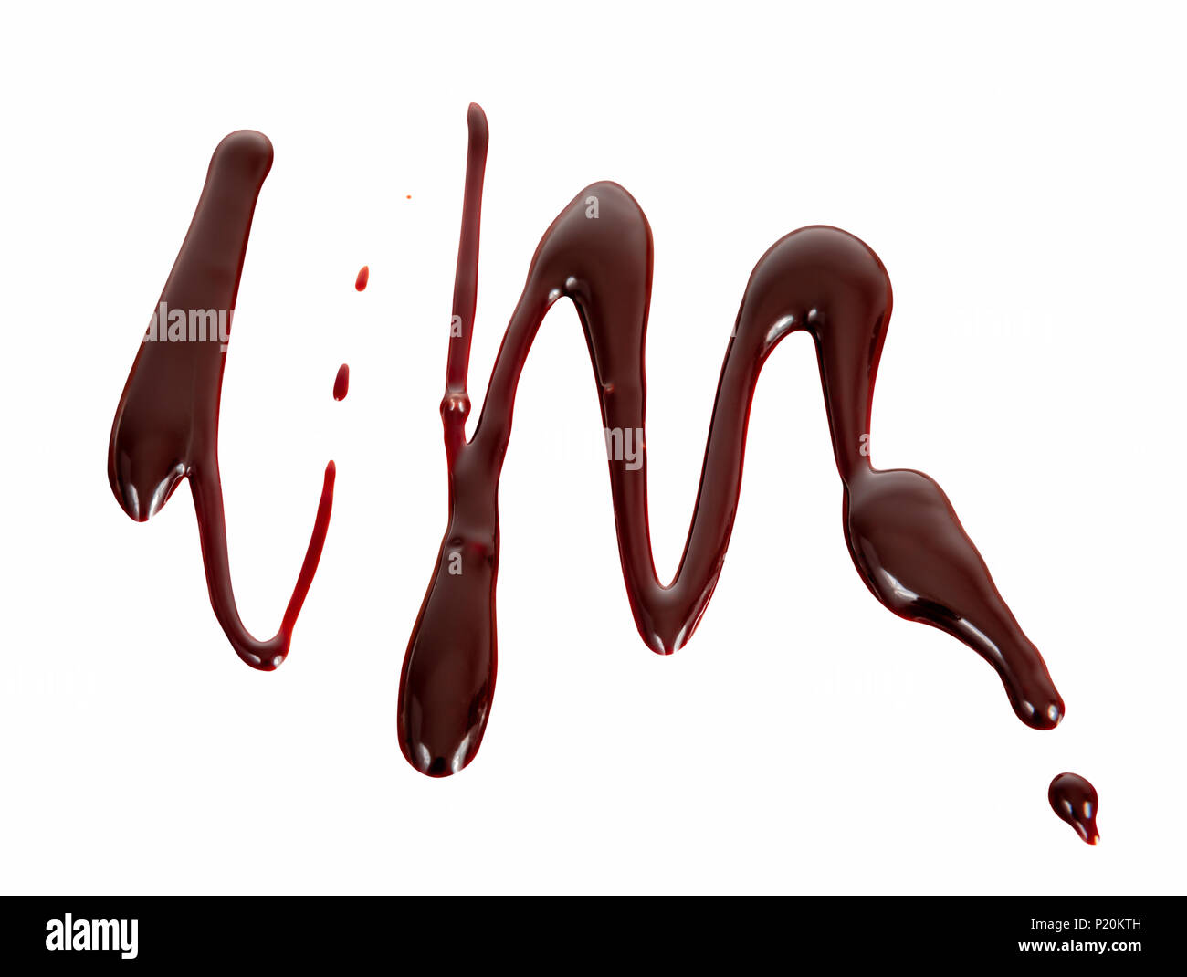 Chocolate drop auf weißem Hintergrund schmelzen Stockfoto