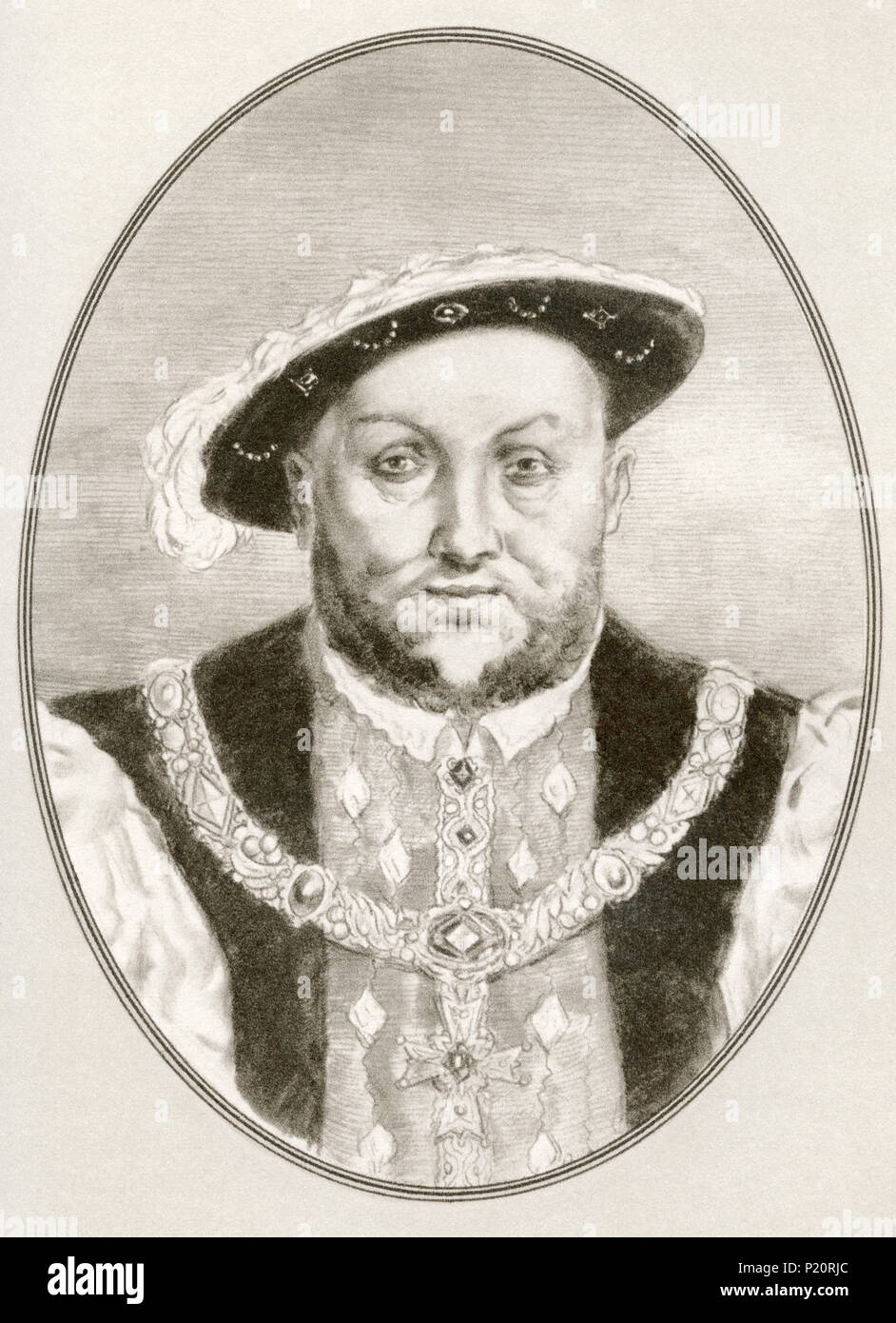 Heinrich VIII., 1491 - 1547. König von England. Abbildung von Gordon Ross, US-amerikanischer Künstler und Illustrator (1873-1946), von lebenden Biographien von berühmten Herrscher. Stockfoto
