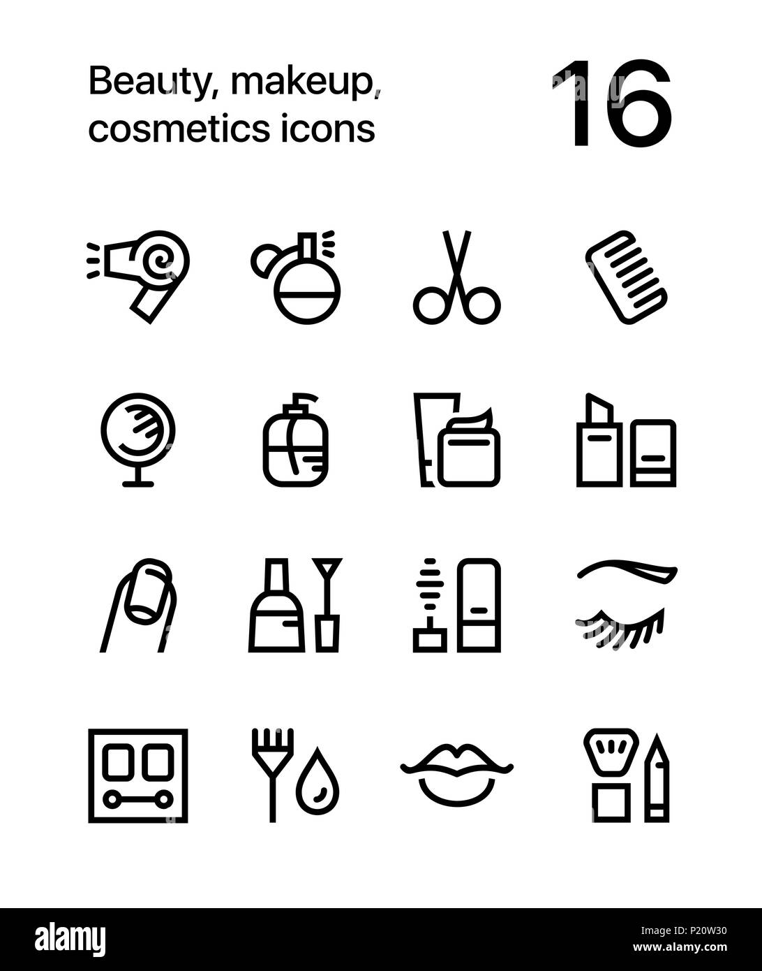 Beauty, Kosmetik, Make-up-Symbole für Web und mobile Design Pack 1 Stock Vektor