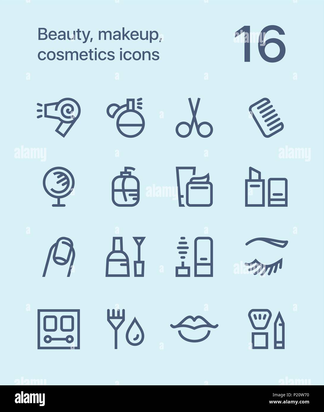 Übersicht Beauty, Kosmetik, Make-up-Symbole für Web und mobile Design Pack 1 Stock Vektor