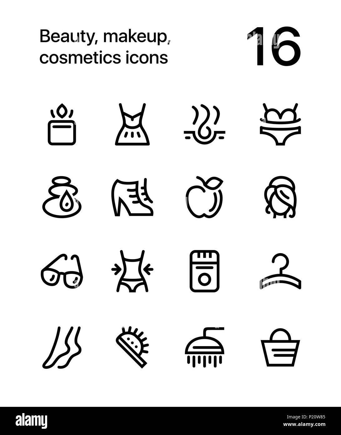 Beauty, Kosmetik, Make-up-Symbole für Web und mobile Design Pack 2 Stock Vektor