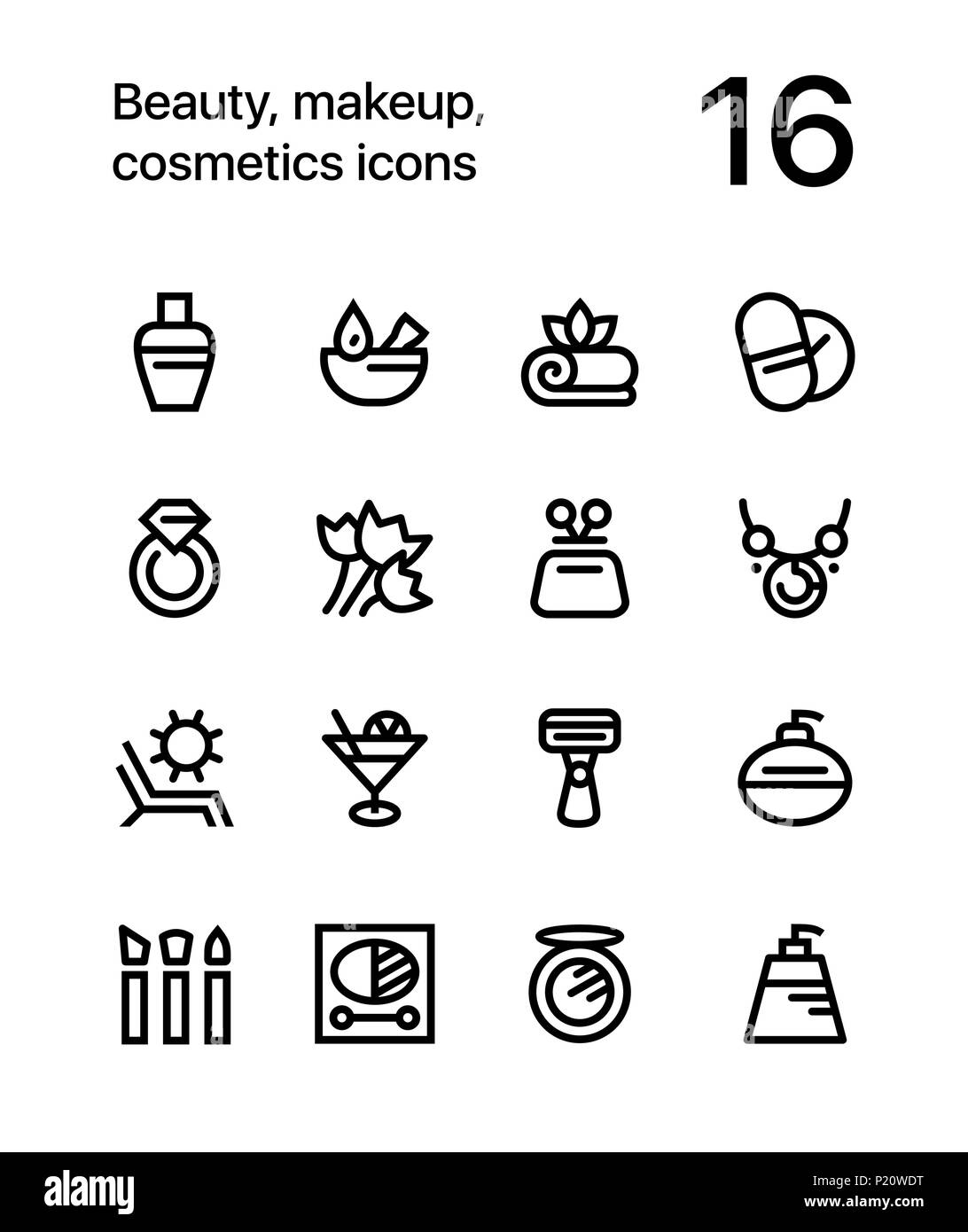 Beauty, Kosmetik, Make-up-Symbole für Web und mobile Design Pack 3 Stock Vektor