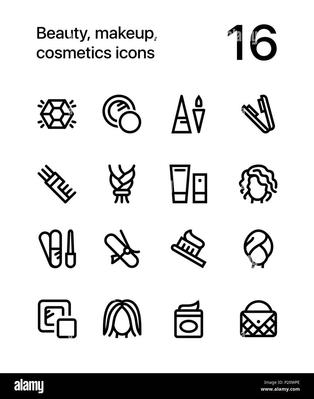 Beauty, Kosmetik, Make-up-Symbole für Web und mobile Design Pack 4 Stock Vektor