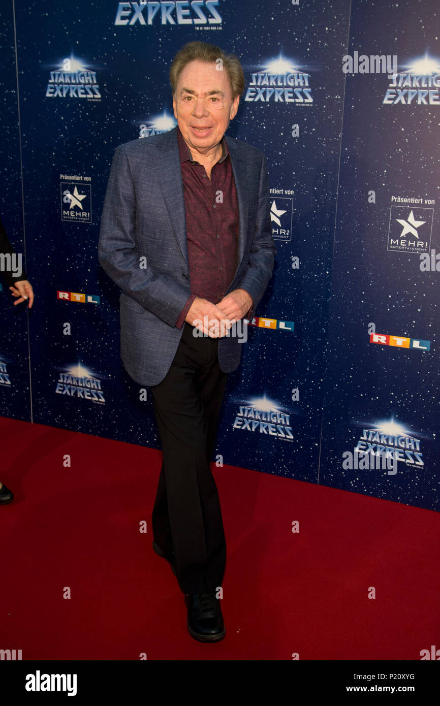 Bochum, Deutschland. 12 Juni, 2018. Sir Andrew Lloyd Webber, Komponisten, Roter Teppich, Red Carpet Show, Jubilaeum 30 Jahre Musical Starlight Express Bochum, Starlight Express Theater in Bochum, 12.06.2018. | Verwendung der weltweiten Kredit: dpa/Alamy leben Nachrichten Stockfoto