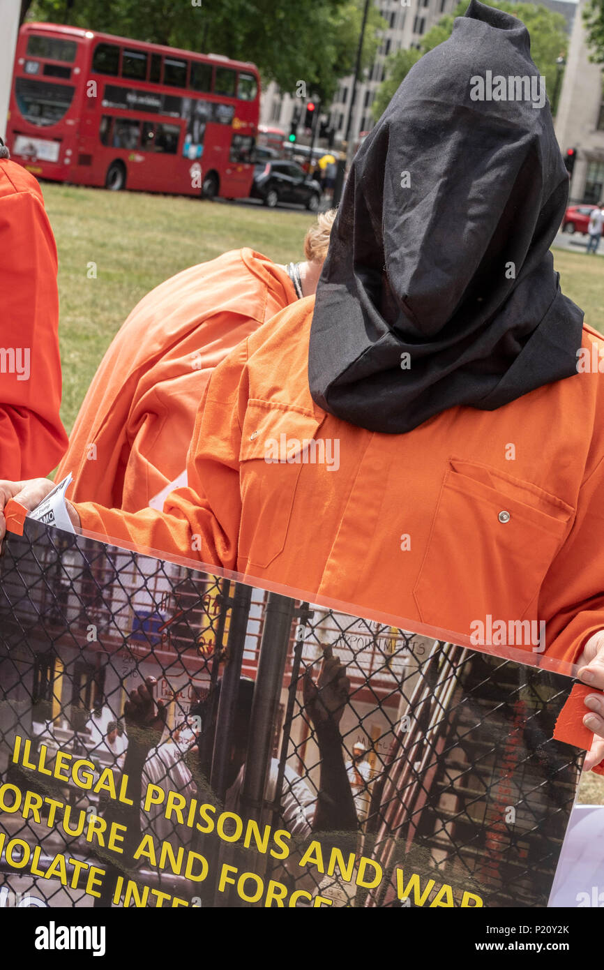 London, 13. Juni 2018, Guantanamo Gerechtigkeit Kampagne Protest außerhalb des House of Commons für die Schließung von Guantanamo Credit Ian Davidson/Alamy leben Nachrichten Stockfoto