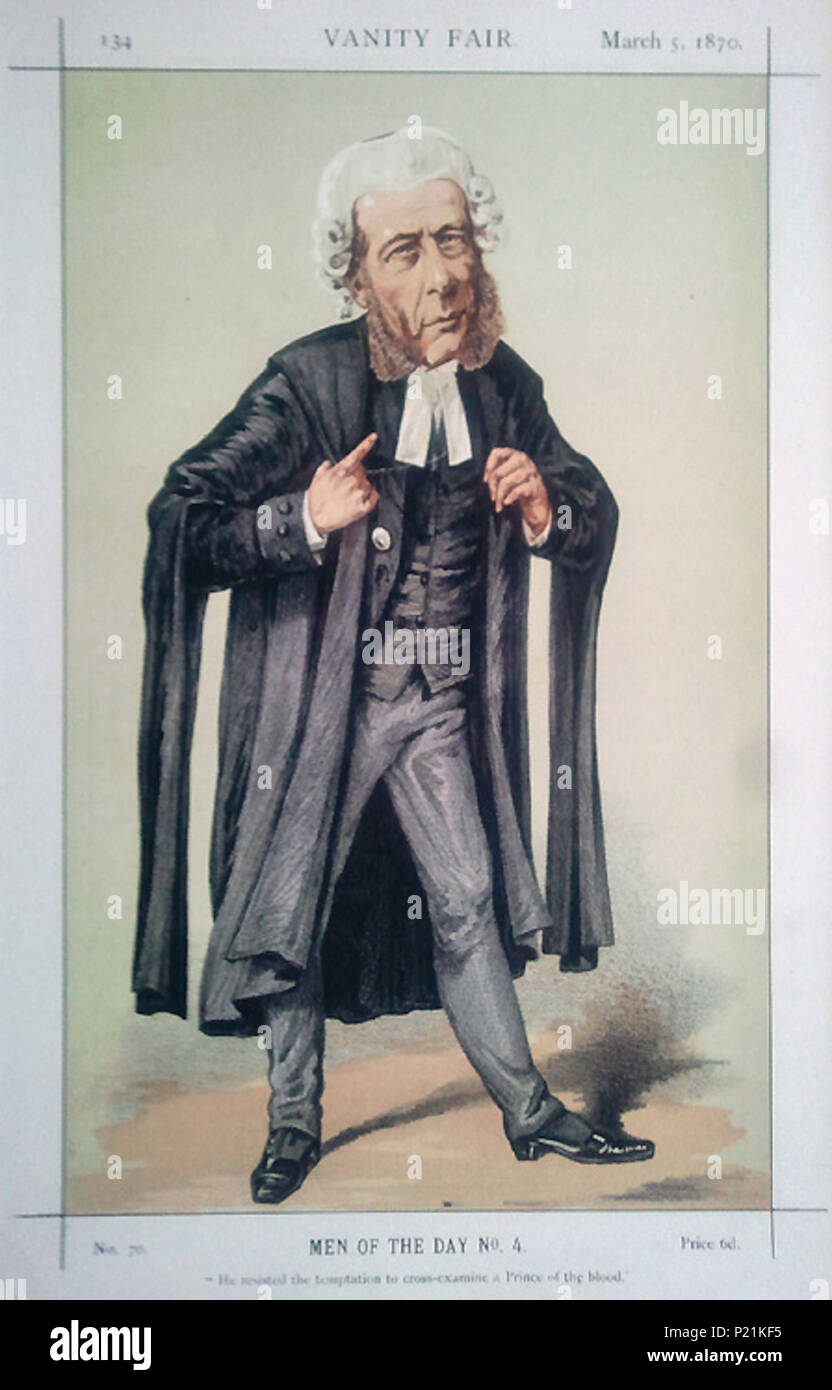 . Karikatur von William Ballantine. Bildunterschrift lautet "Er widerstand der Versuchung zu überqueren - ein Fürst des Blutes' untersuchen. Vom 5. März 1870. "ATn" (Alfred Thompson) 26 William Ballantine Vanity Fair vom 5. März 1870 Stockfoto